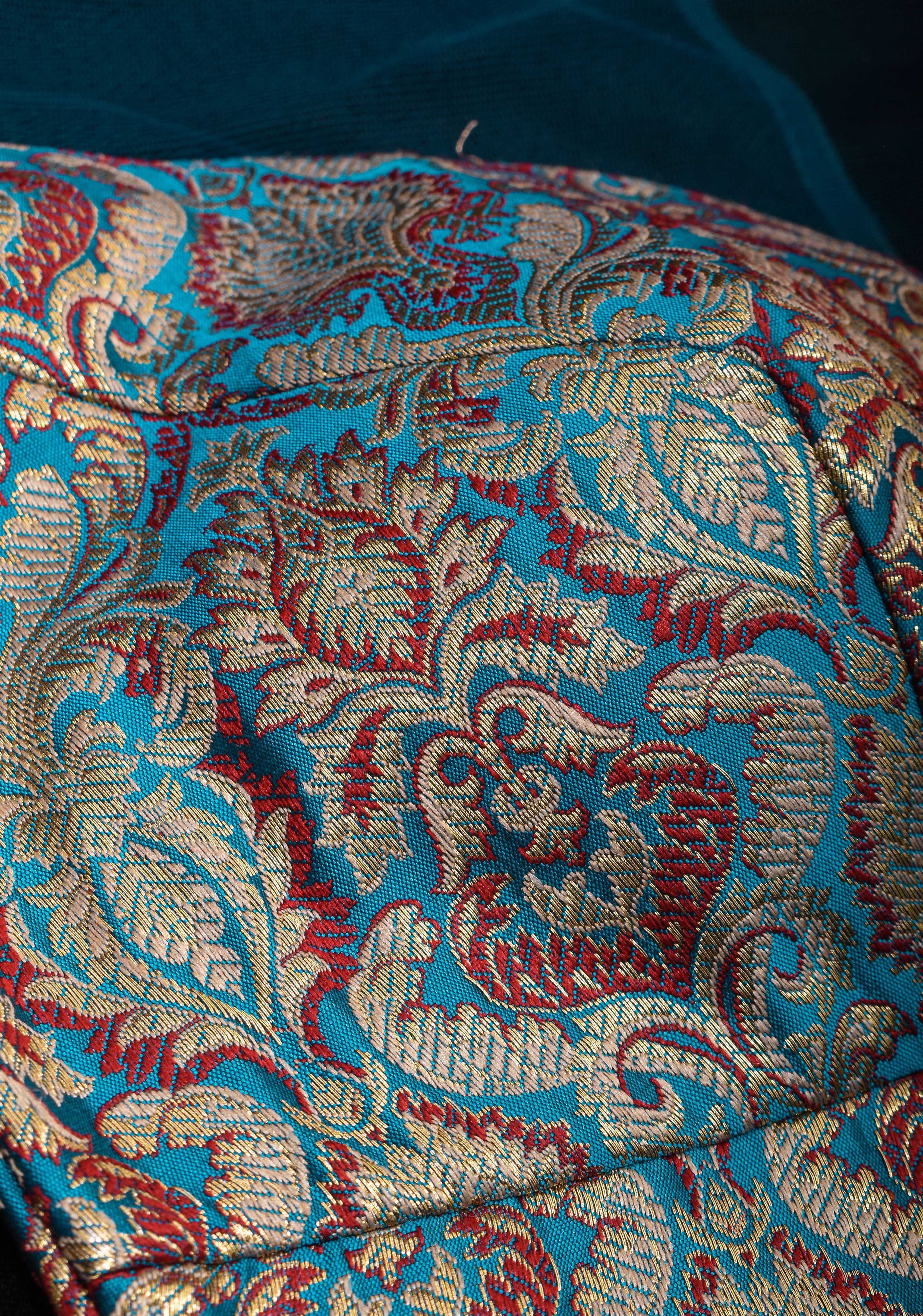 Blue Meenakari Banarasi Brocade Blouse  With Sheer Yoke and Sleeves | Shobitam