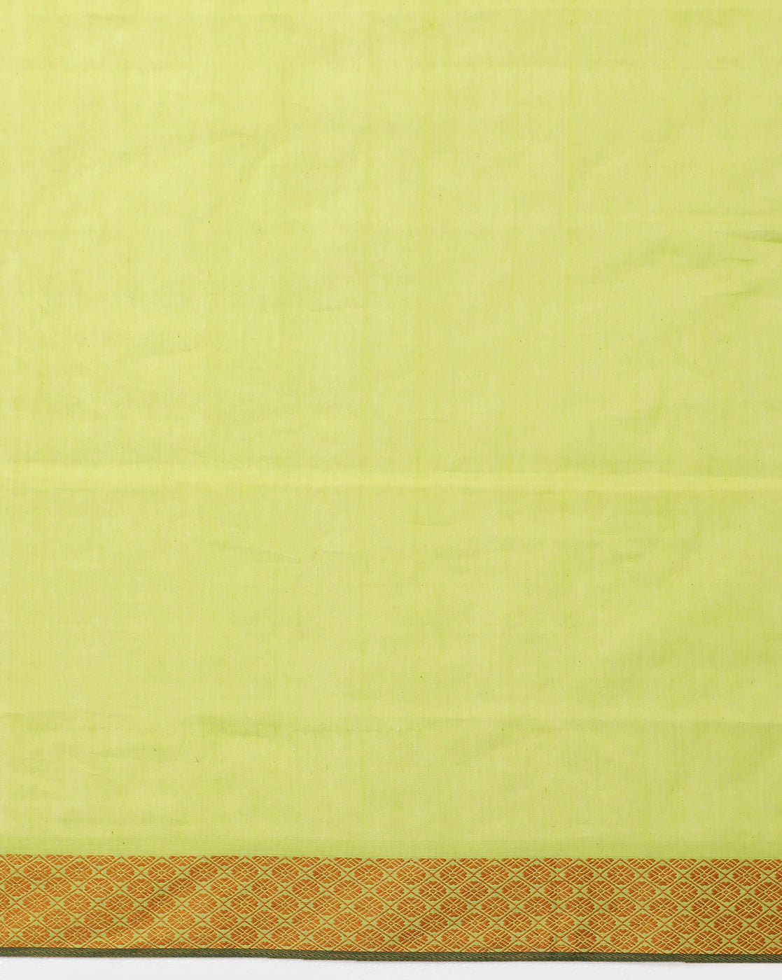 Lime green Golden Jacquard Cotton Saree | Shobitam