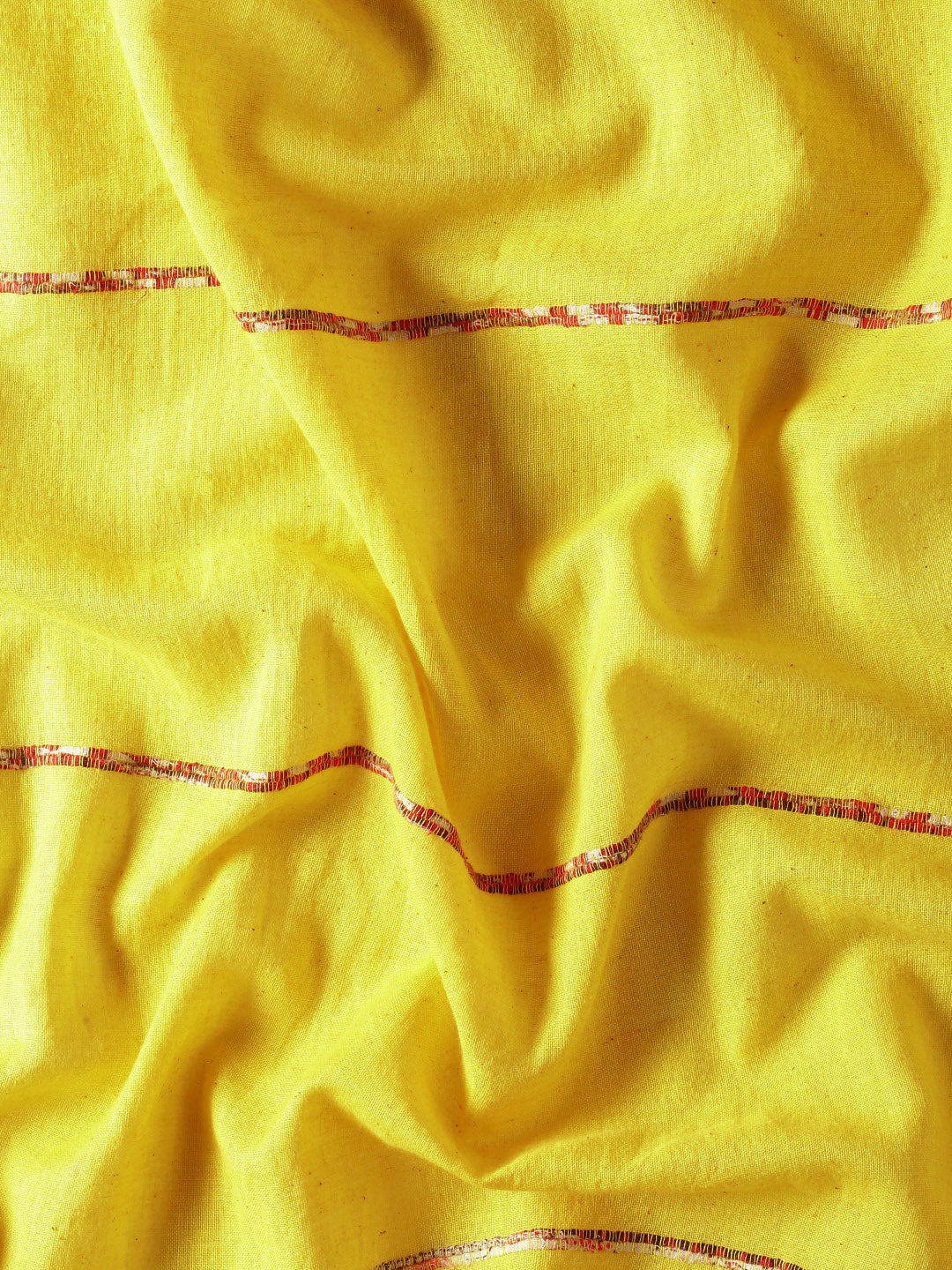 Yellow Khesh Kantha Cotton Saree | Shobitam