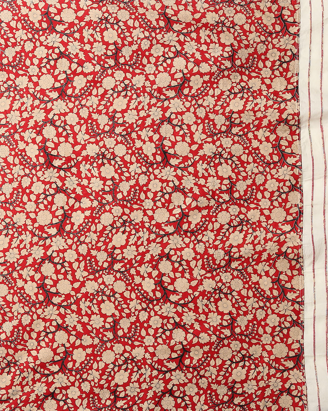 White Red Ajrak Print Khesh Cotton Saree with Blouse piece | SHOBITAM