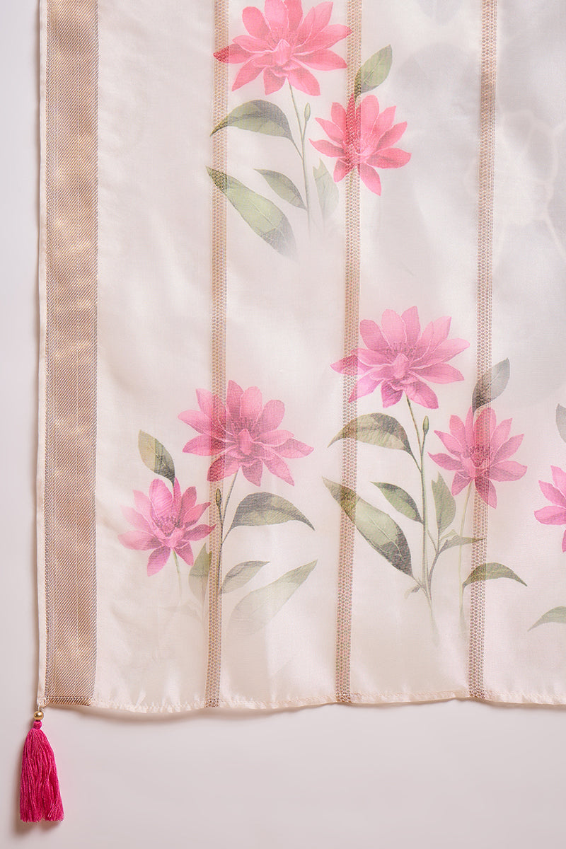 Off White Silk Blend Solid Embroidered Straight Kurta Trouser With Dupatta | SHOBITAM