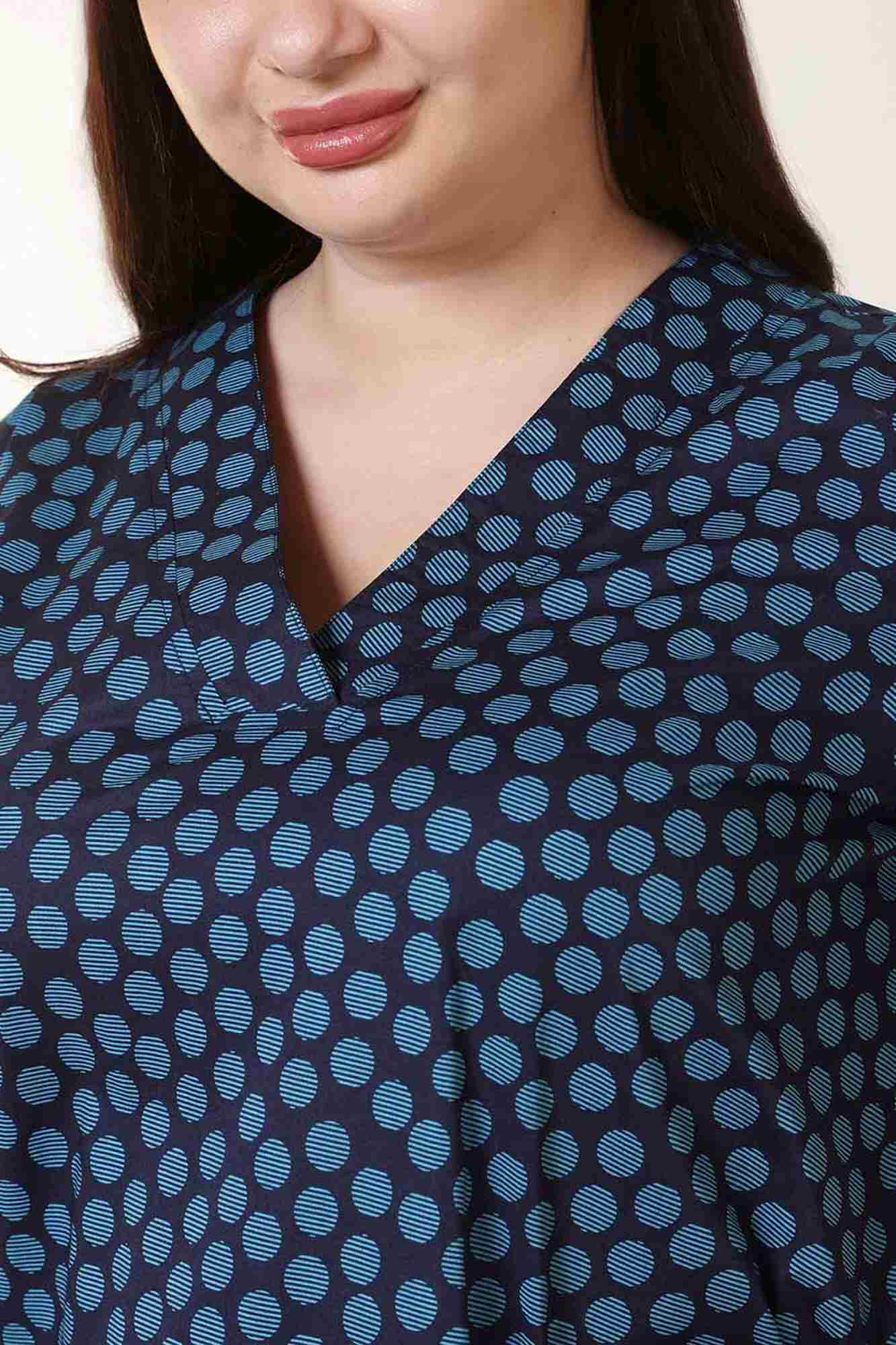 Plus Size Black Vertical Stripes Cotton V Neck Kurta Tunic | Made to Order