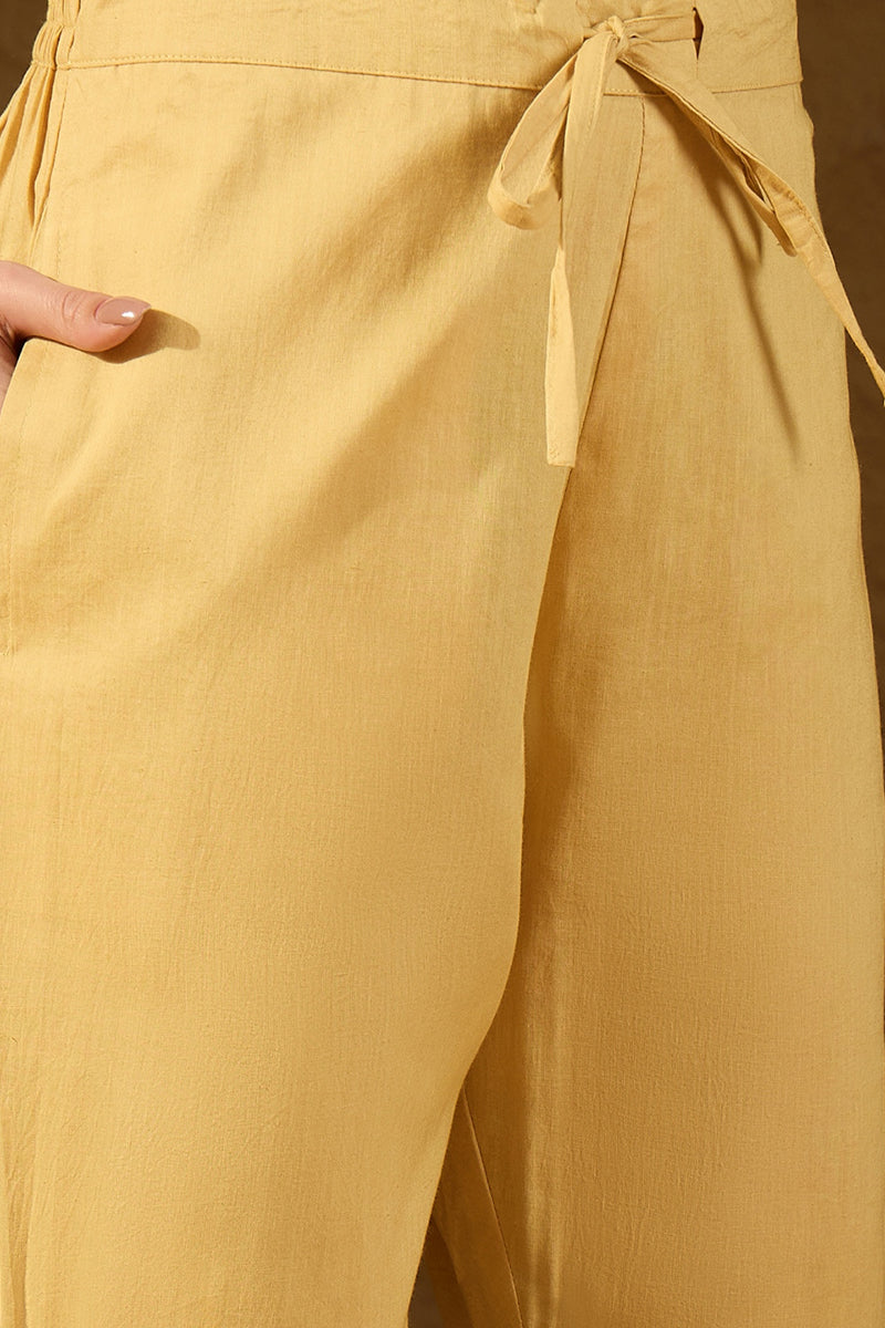 Yellow Chanderi Woven Design Straight Kurta Trouser with Dupatta | SHOBITAM