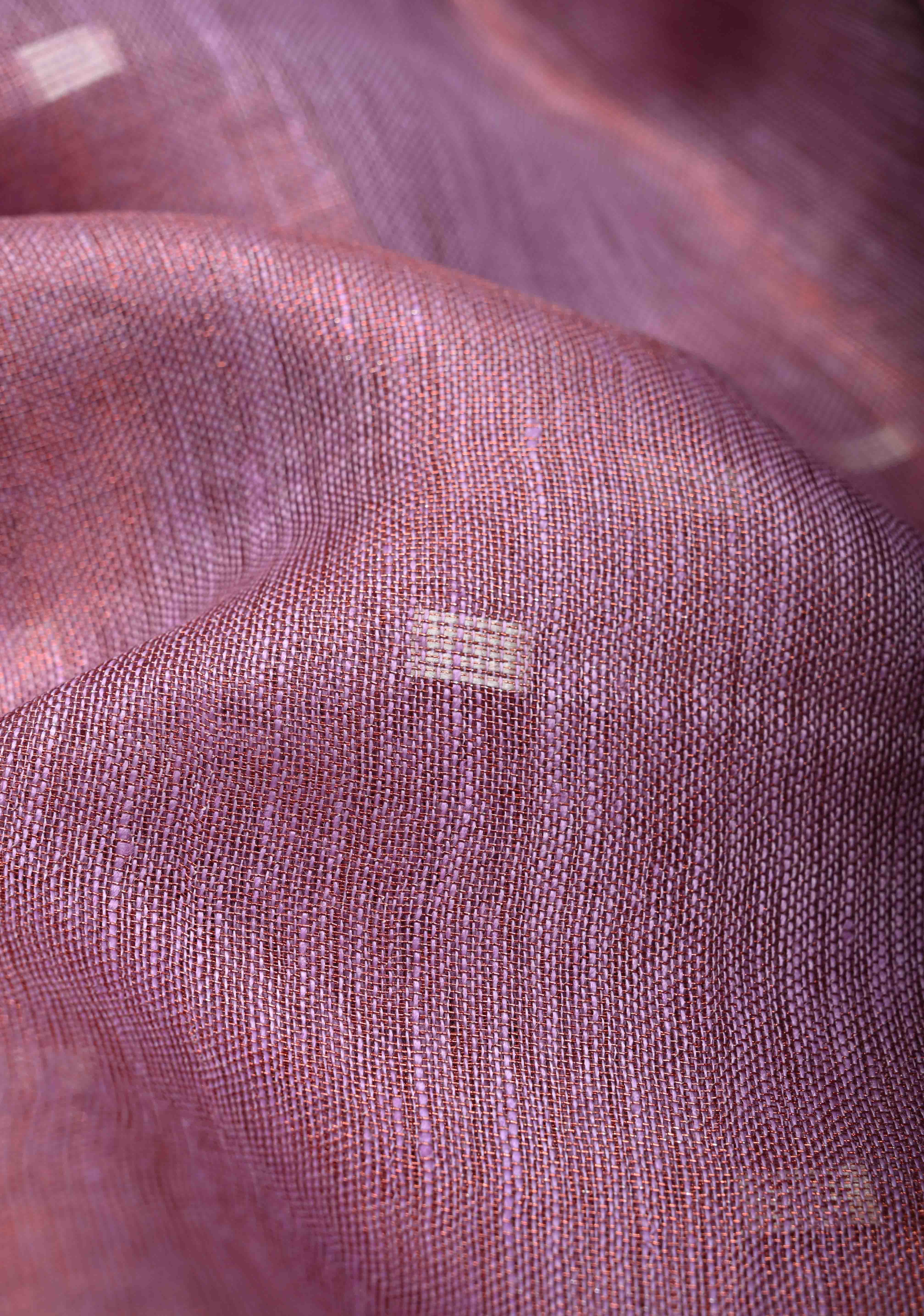 Pink Tissue Linen Saree with Thread Buttas Contrast Zari Border | Shobitam