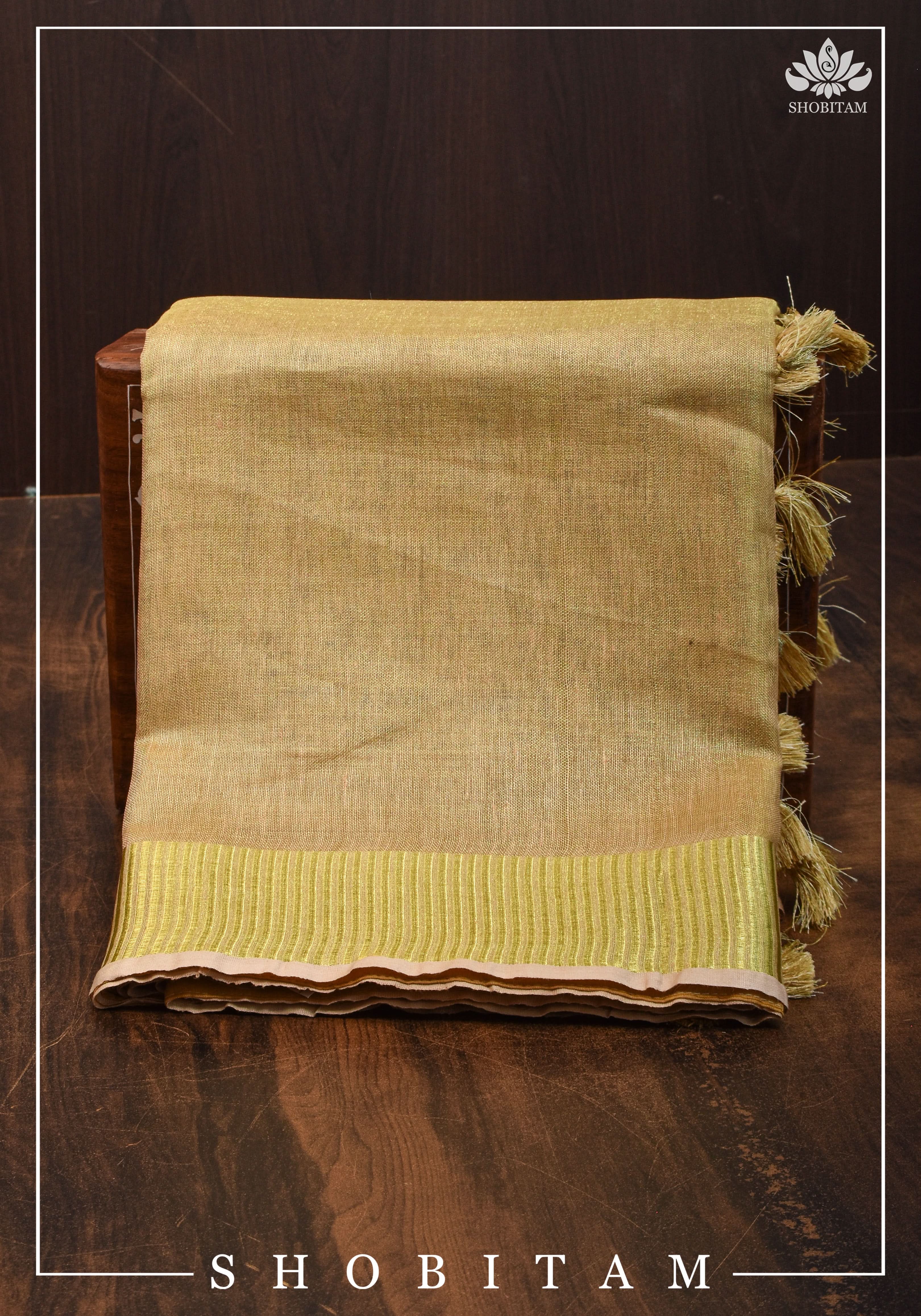 Gold Tissue Linen Saree | Shobitam