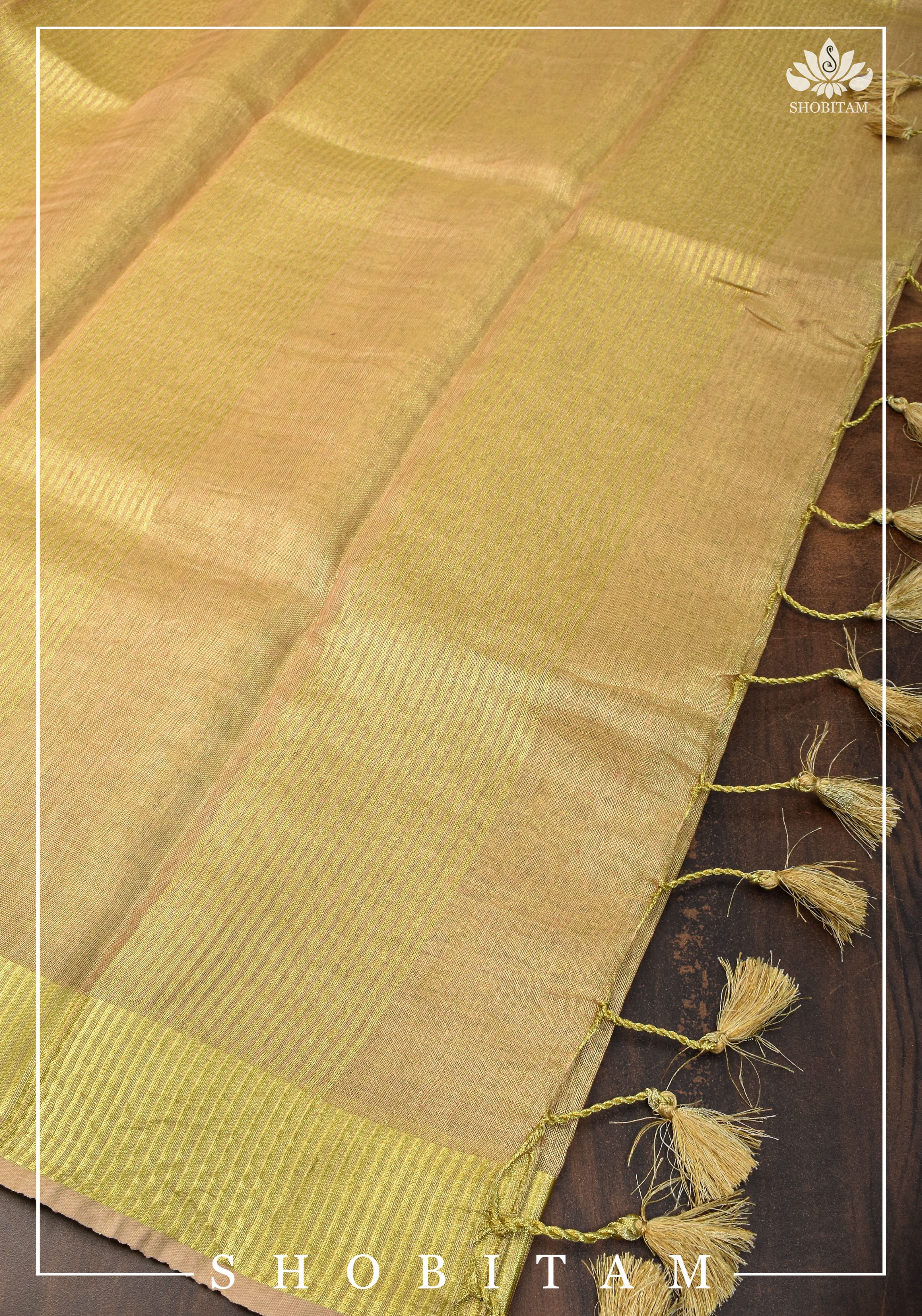 Gold Tissue Linen Saree | Shobitam