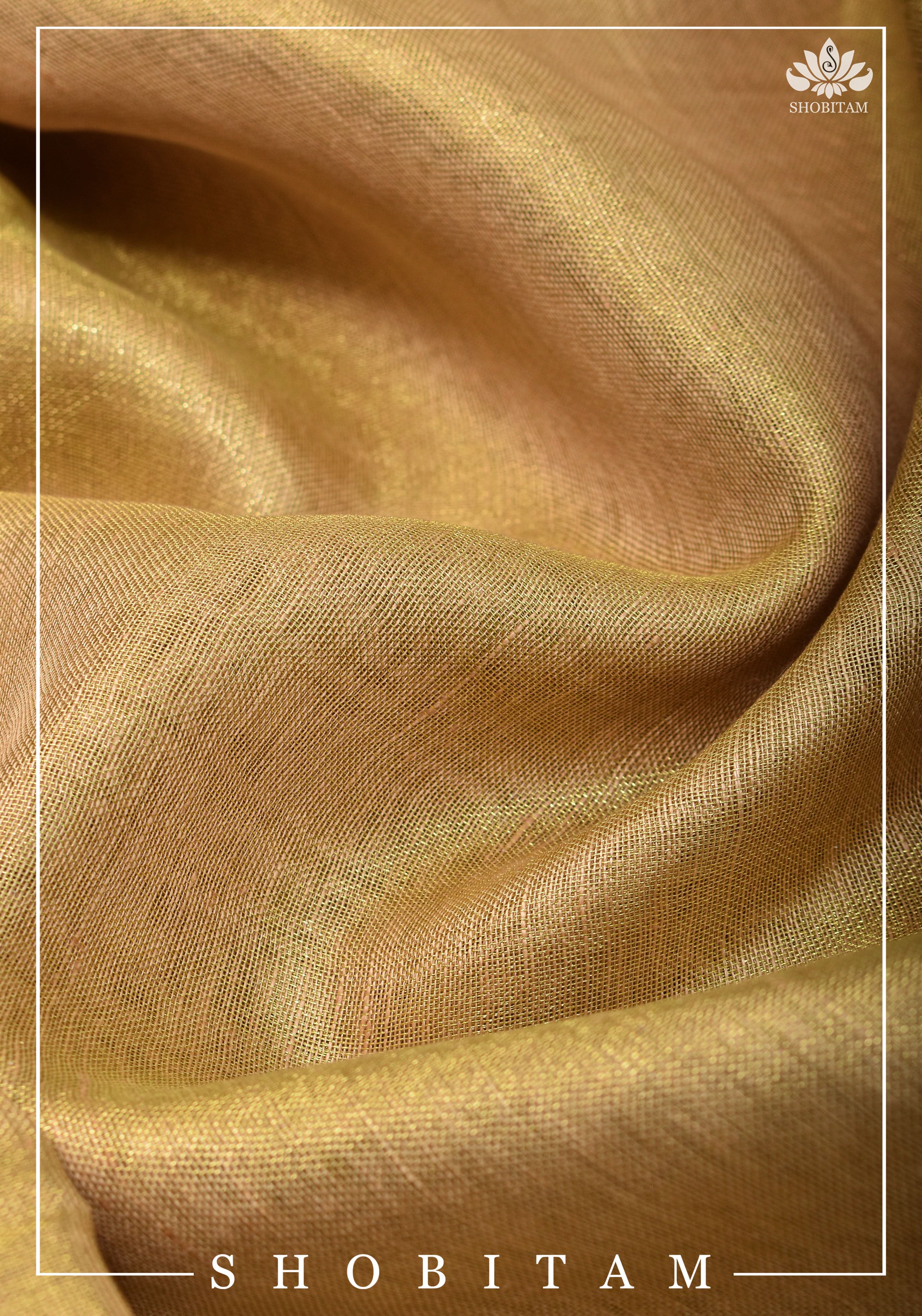 Gold Tissue Linen Saree | Shobitam