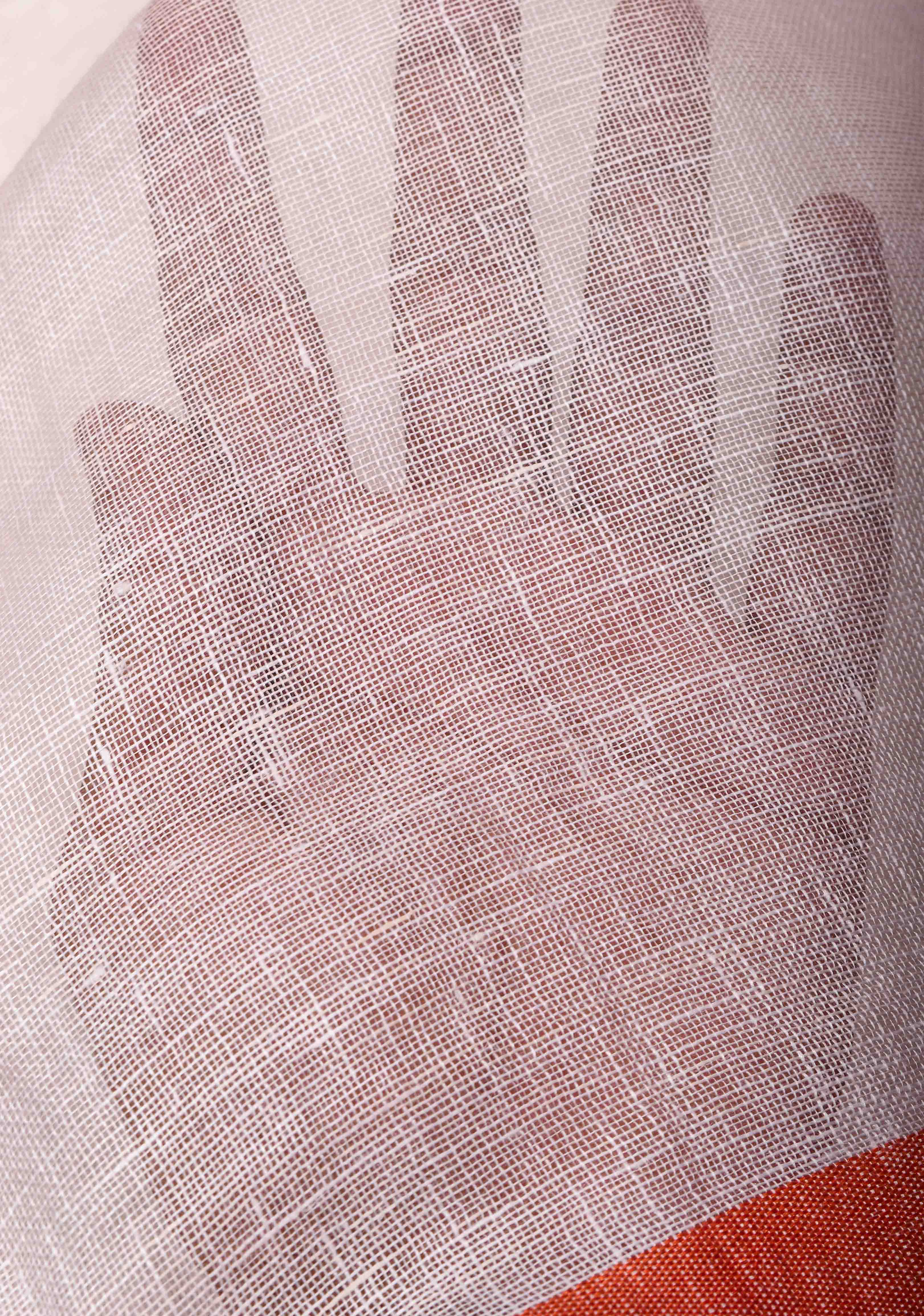 Chalk White Linen Saree with Ganga Jamuna Borders | Shobitam Saree