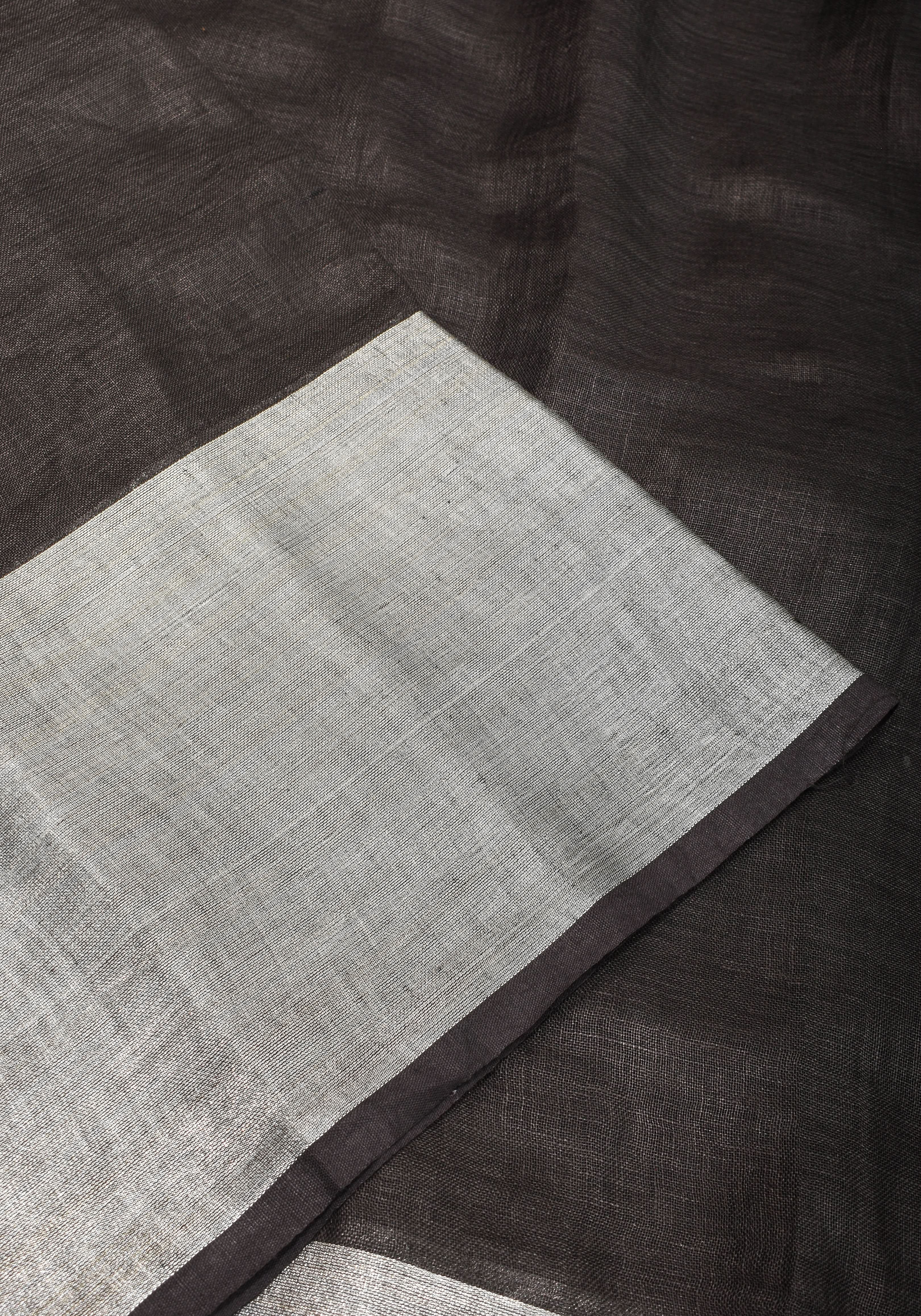 Black Linen by Linen Saree with Wide Border | Shobitam