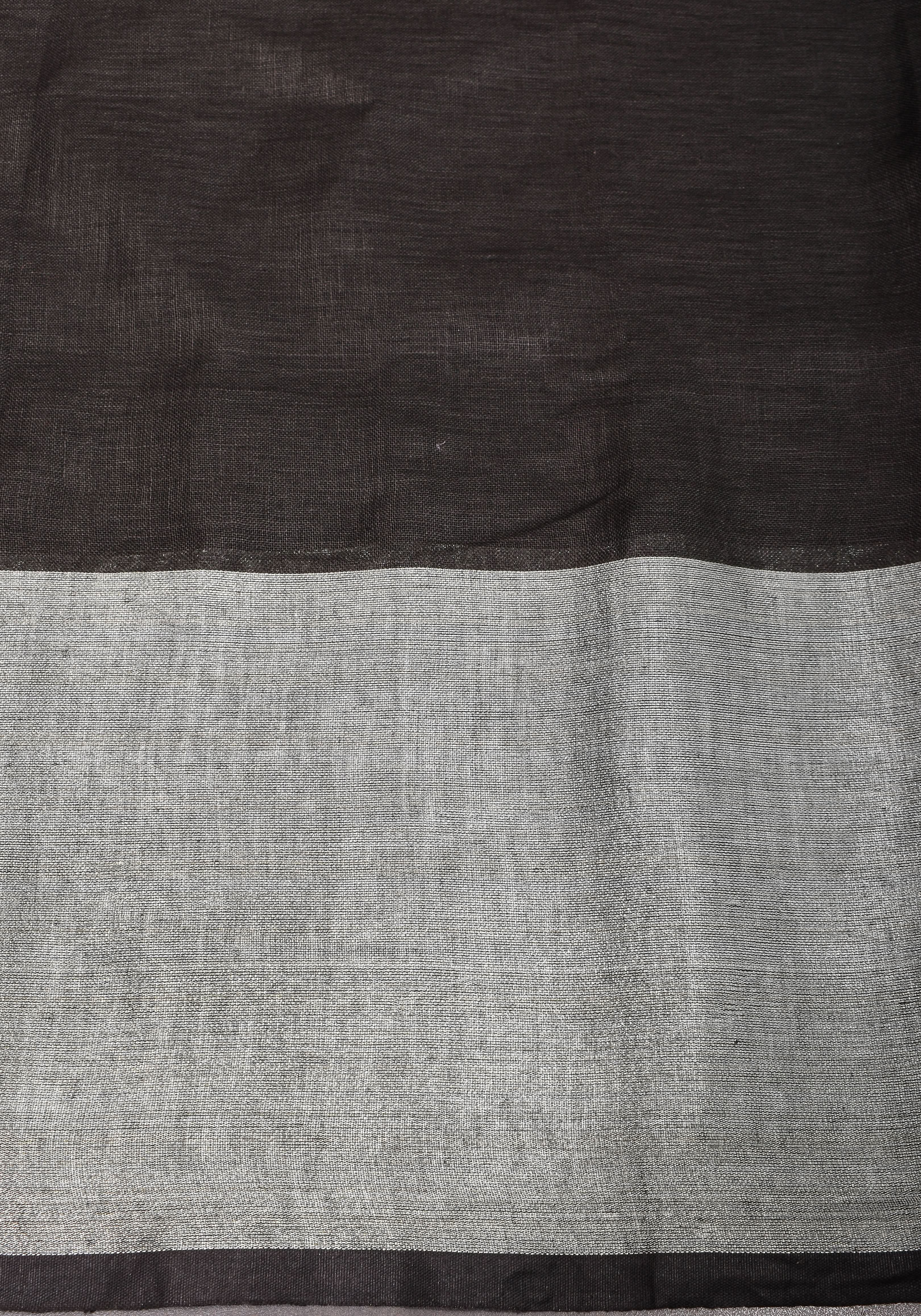 Black Linen by Linen Saree with Wide Border | Shobitam