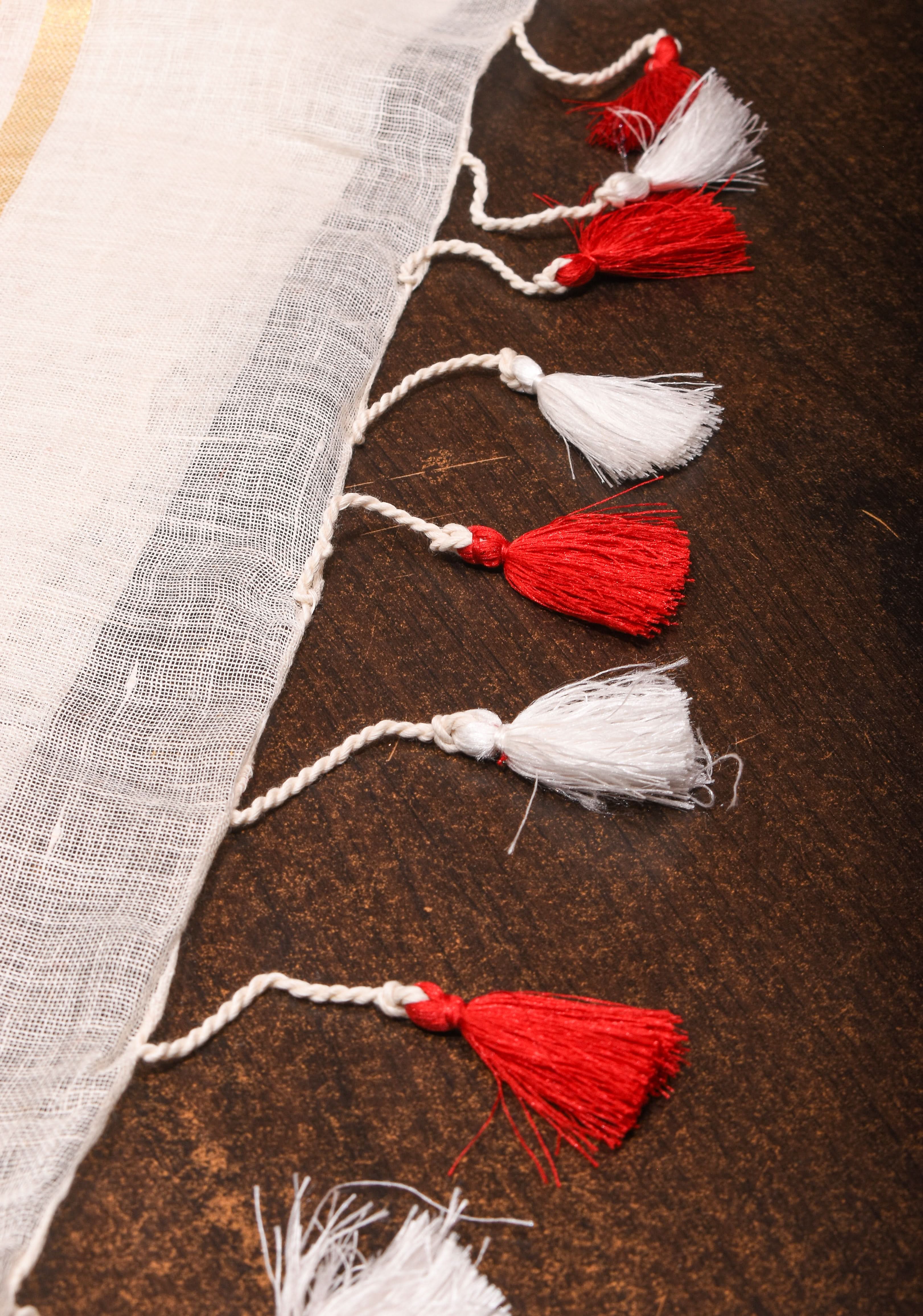 Stunning White Linen Saree with Goddess Durga Motif. Top Seller Saree. Vidya Balan Favorite! | Shobitam