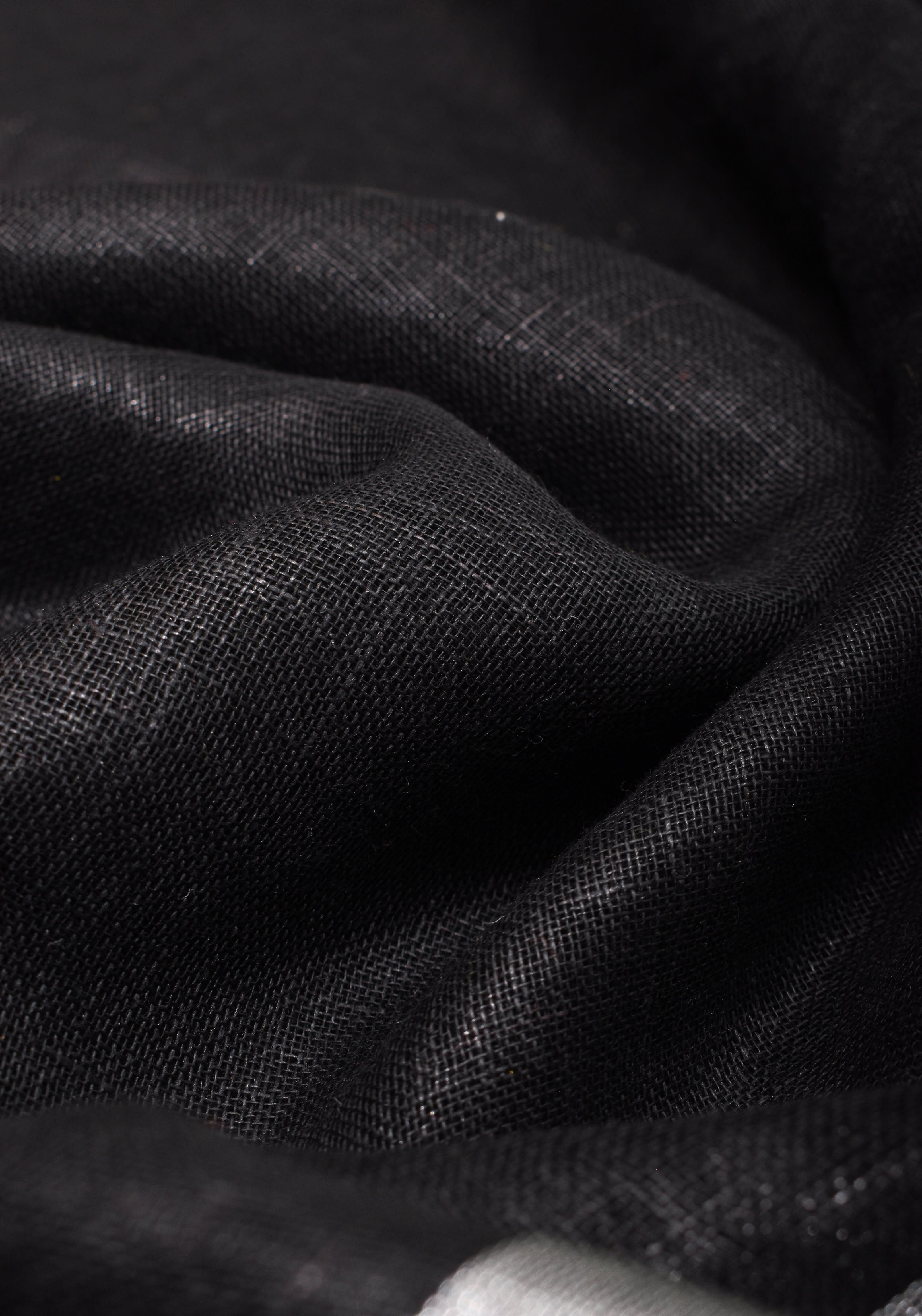 Black and Leaf Green Wide Border Linen by Linen Saree | Shobitam