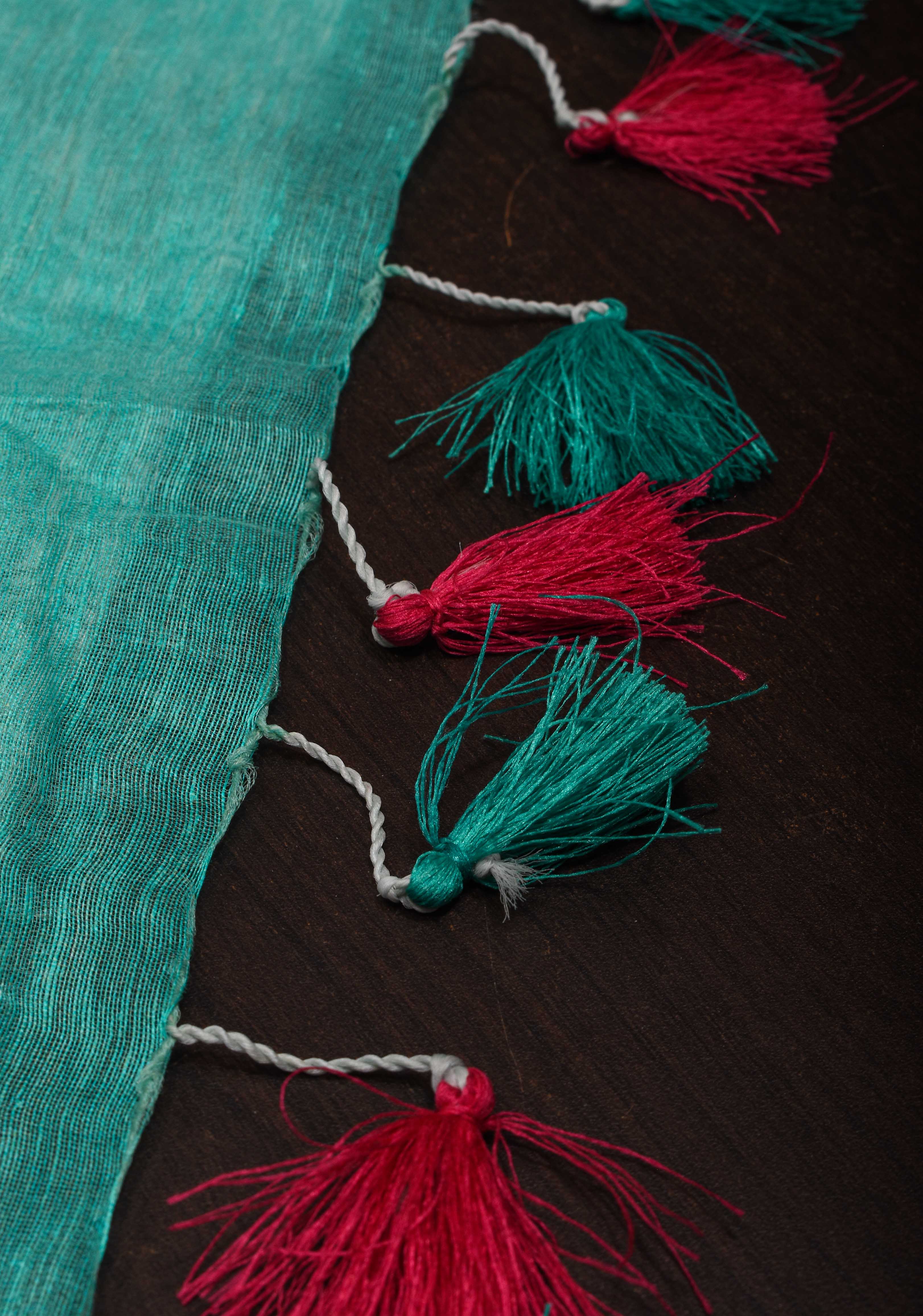 Green Floral Digital Print Silk Linen Saree | Shobitam