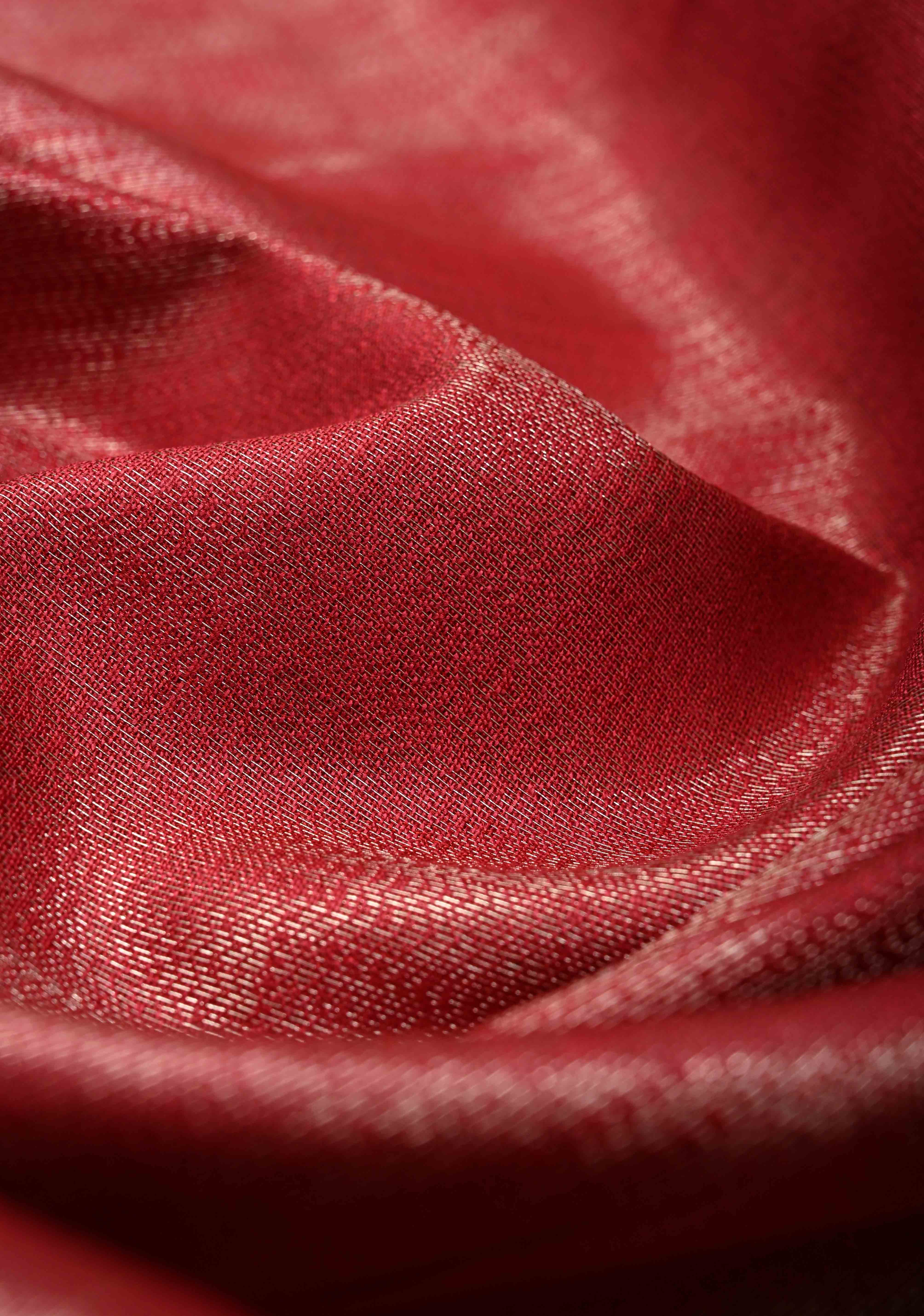 Raspberry Semi Tussar Tissue Saree with Zari Border | Shobitam