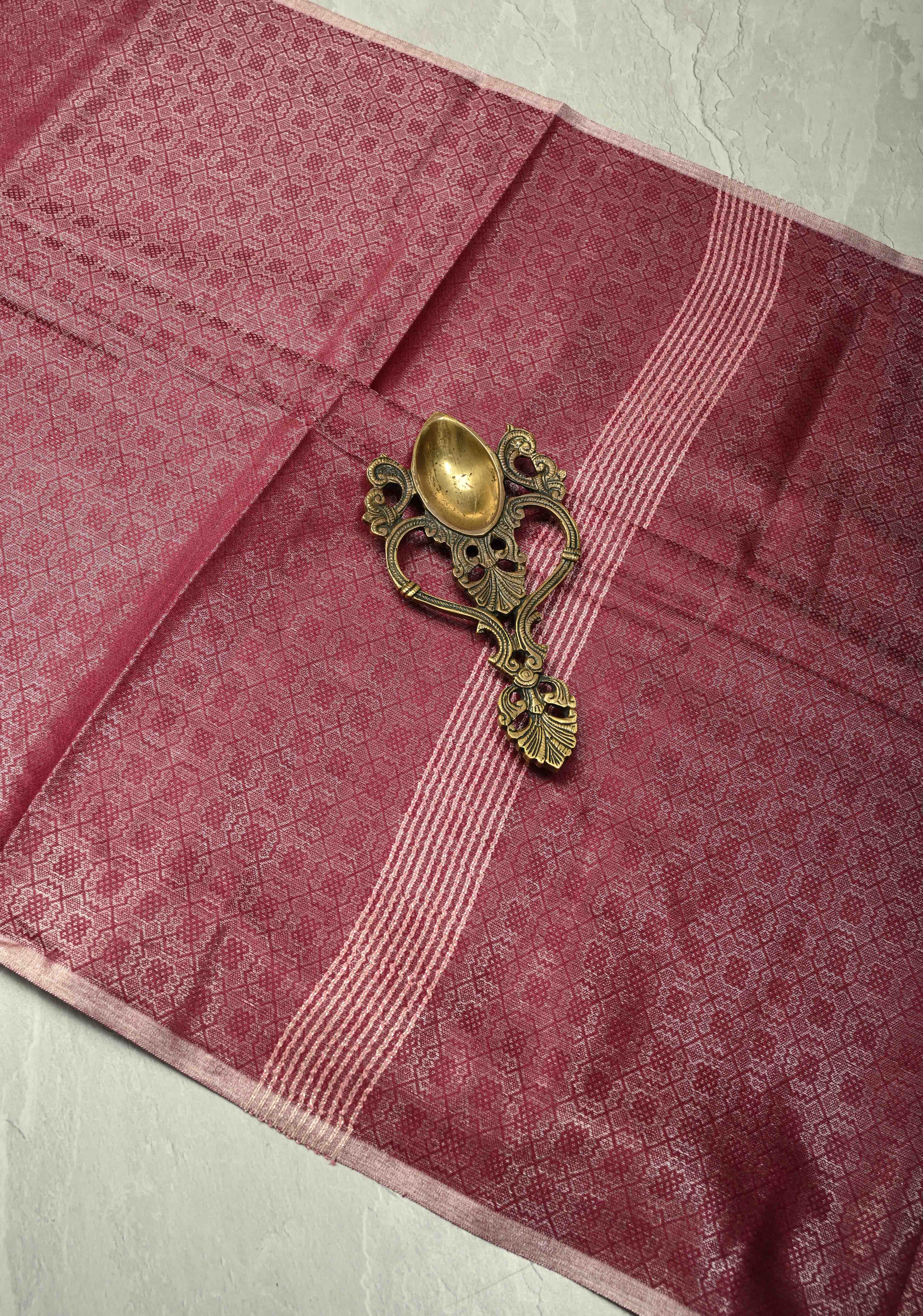 Dark Magenta Semi Tussar Saree with Zari Brocade and Minimal Silver Zari Border | Shobitam