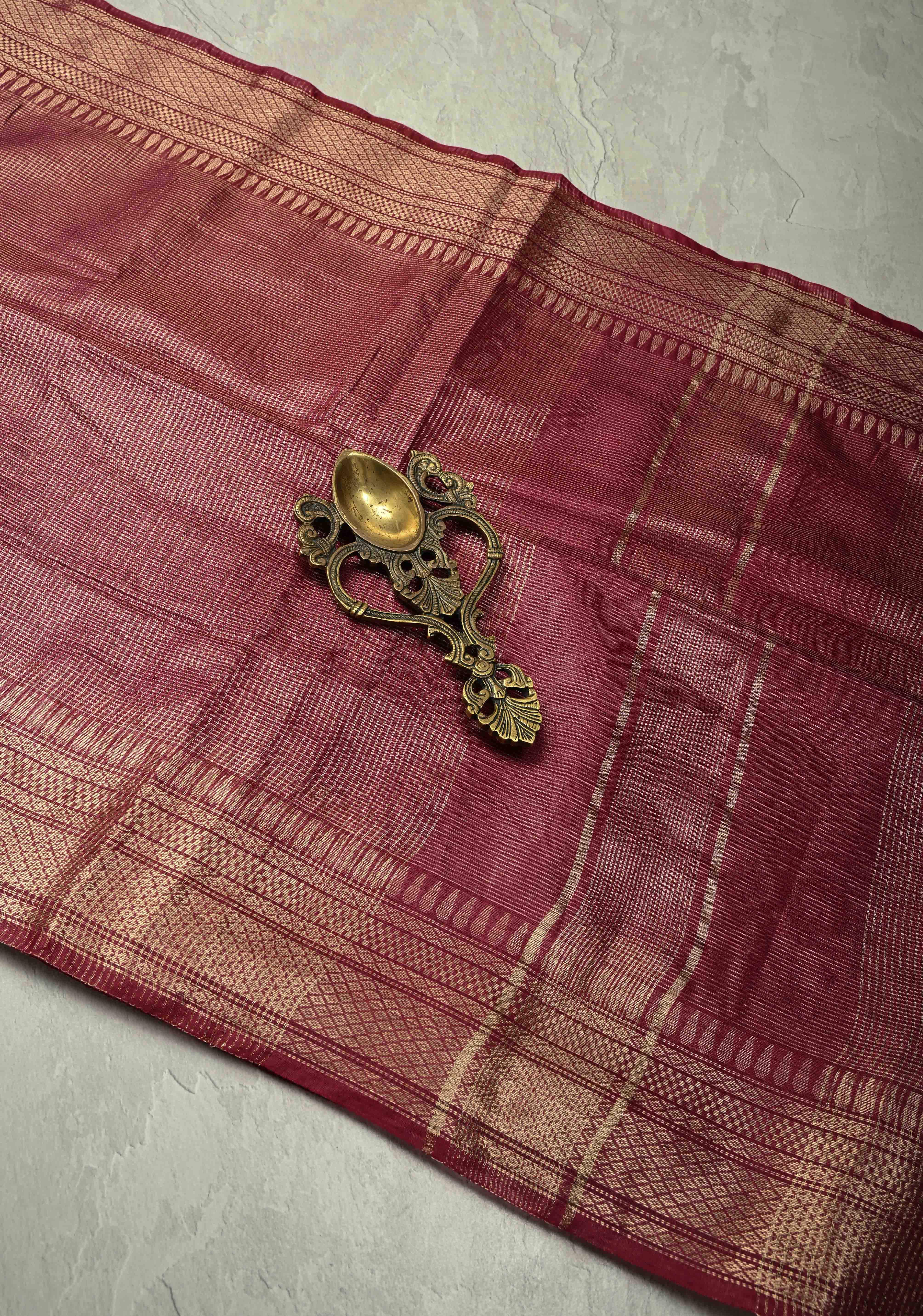 Magenta Semi Tissue Saree with Zari Border