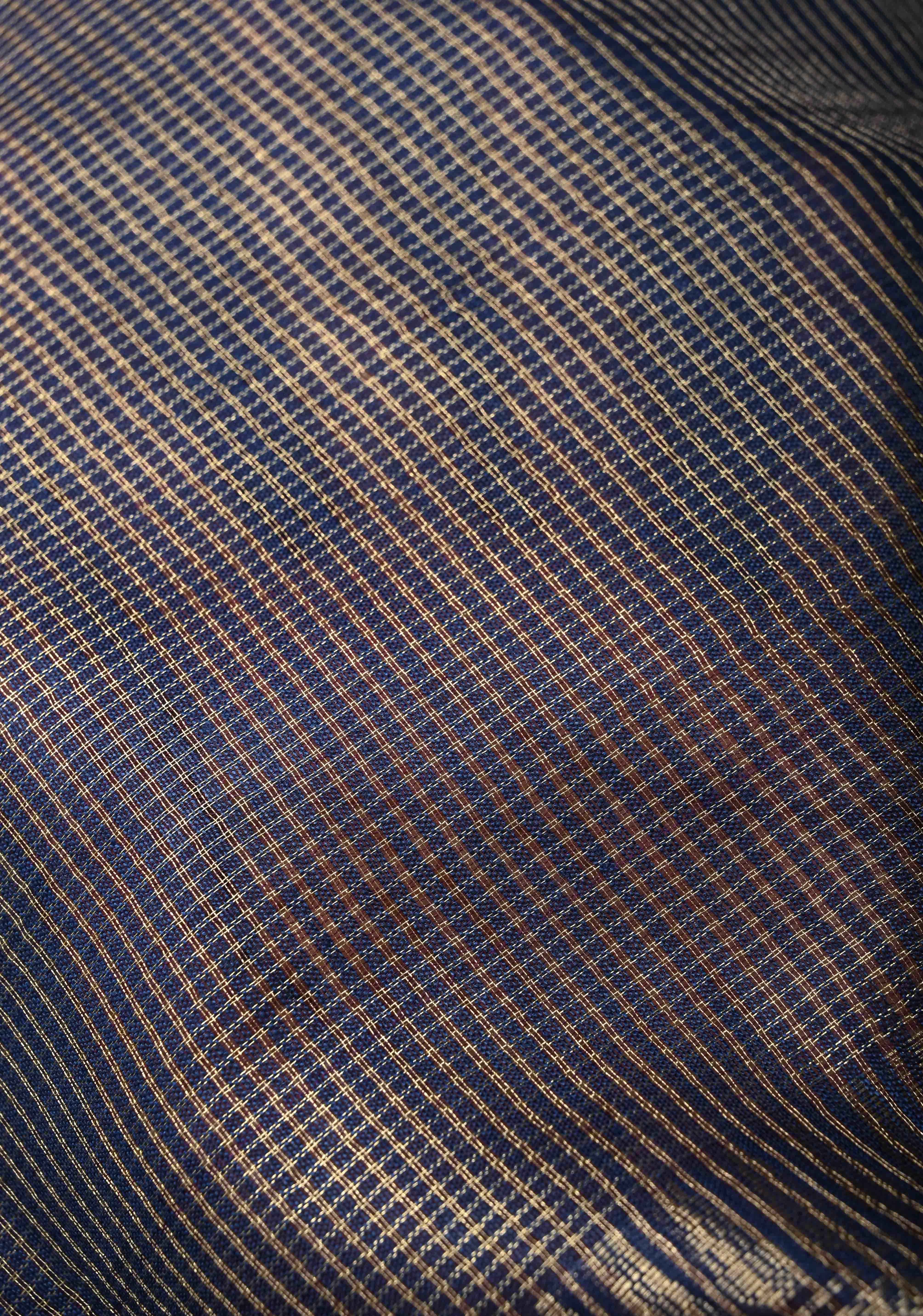 Royal Blue Semi  Tissue Saree with Zari Border