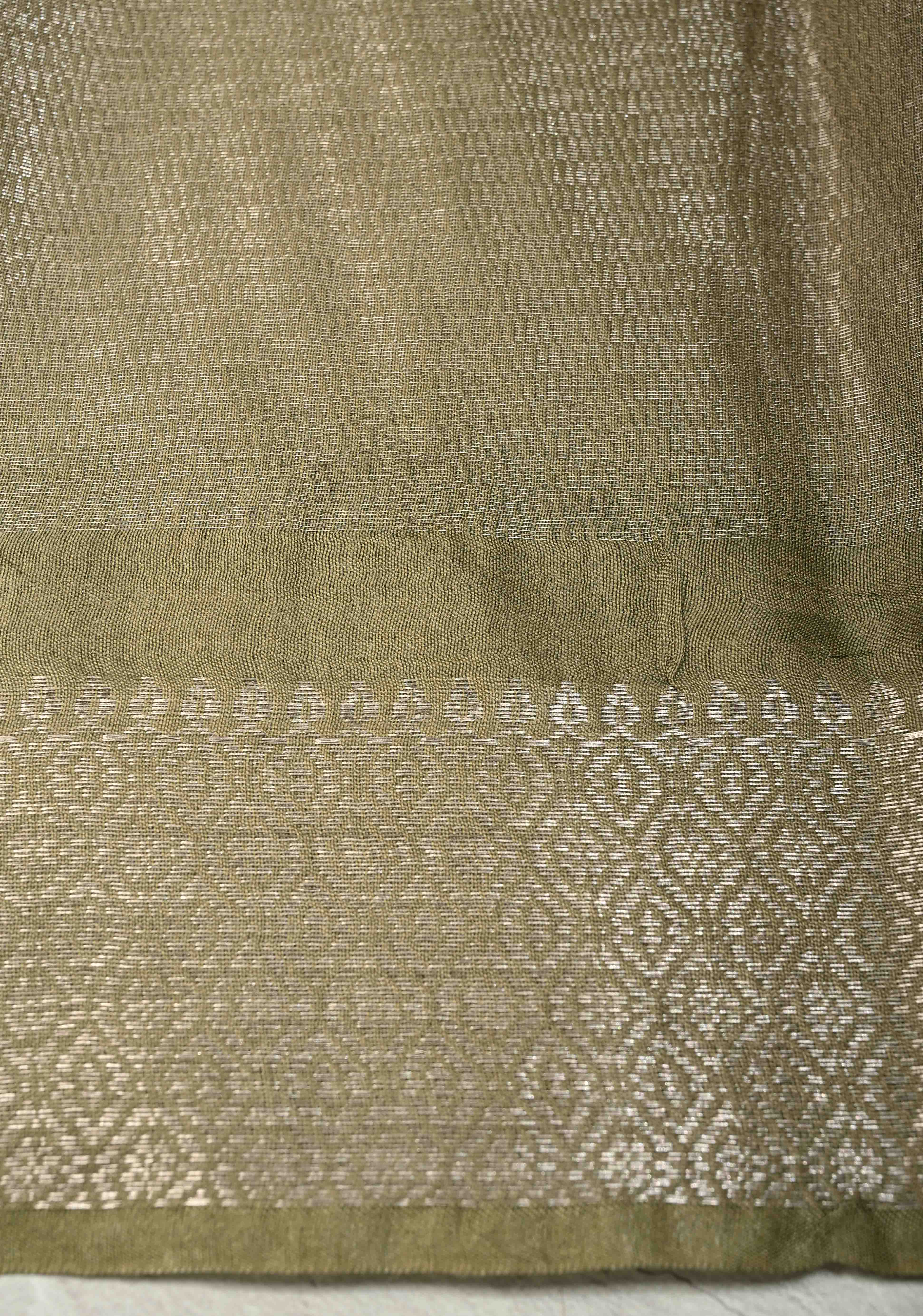 Brick Red  Semi Tussar Tissue Saree with Contrast Zari Border and Pallu | Shobitam
