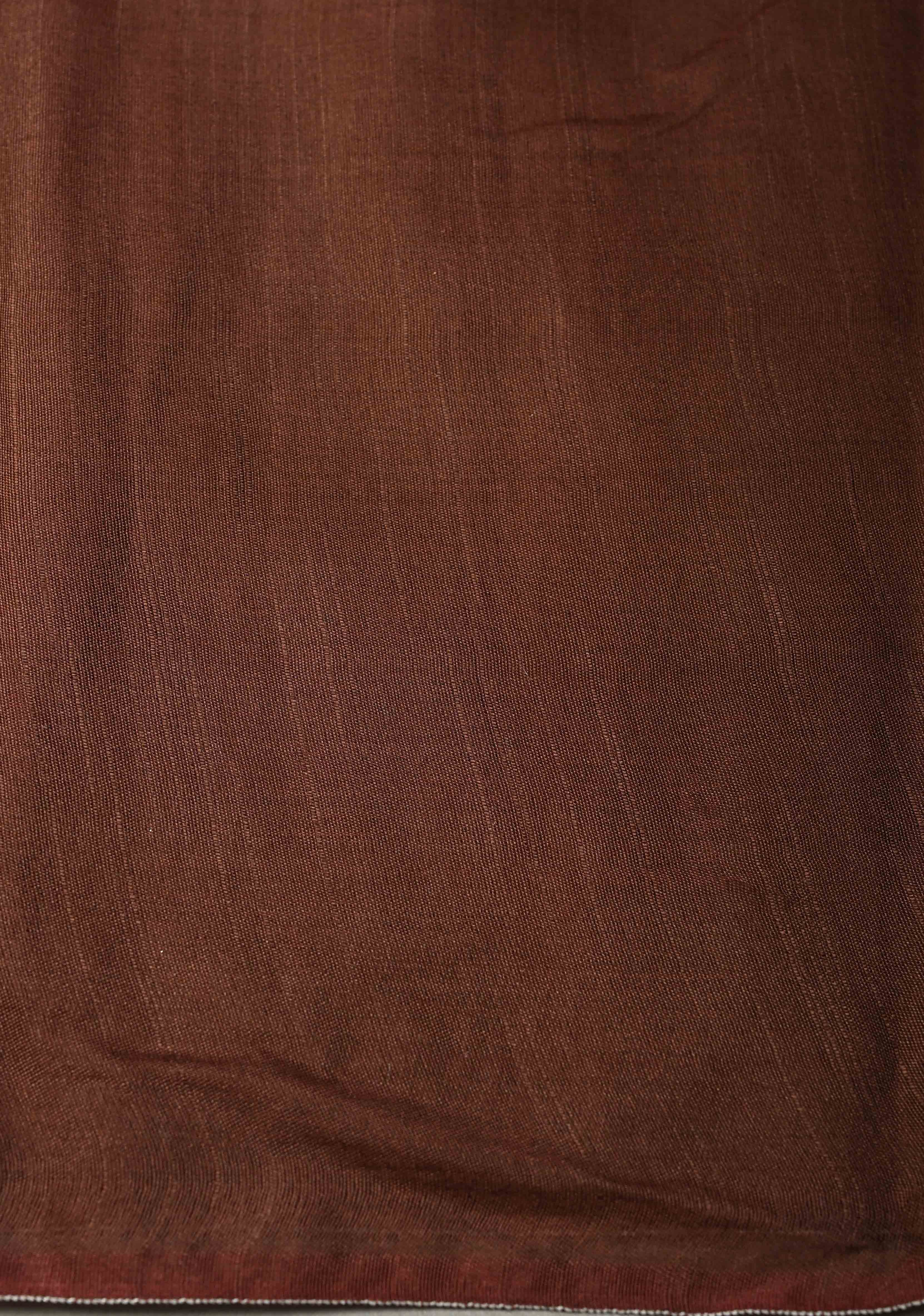 Moss Green Borderless Semi Tussar Saree with Thread-Zari Horizontal Stripes and Contrast Pallu | Shobitam