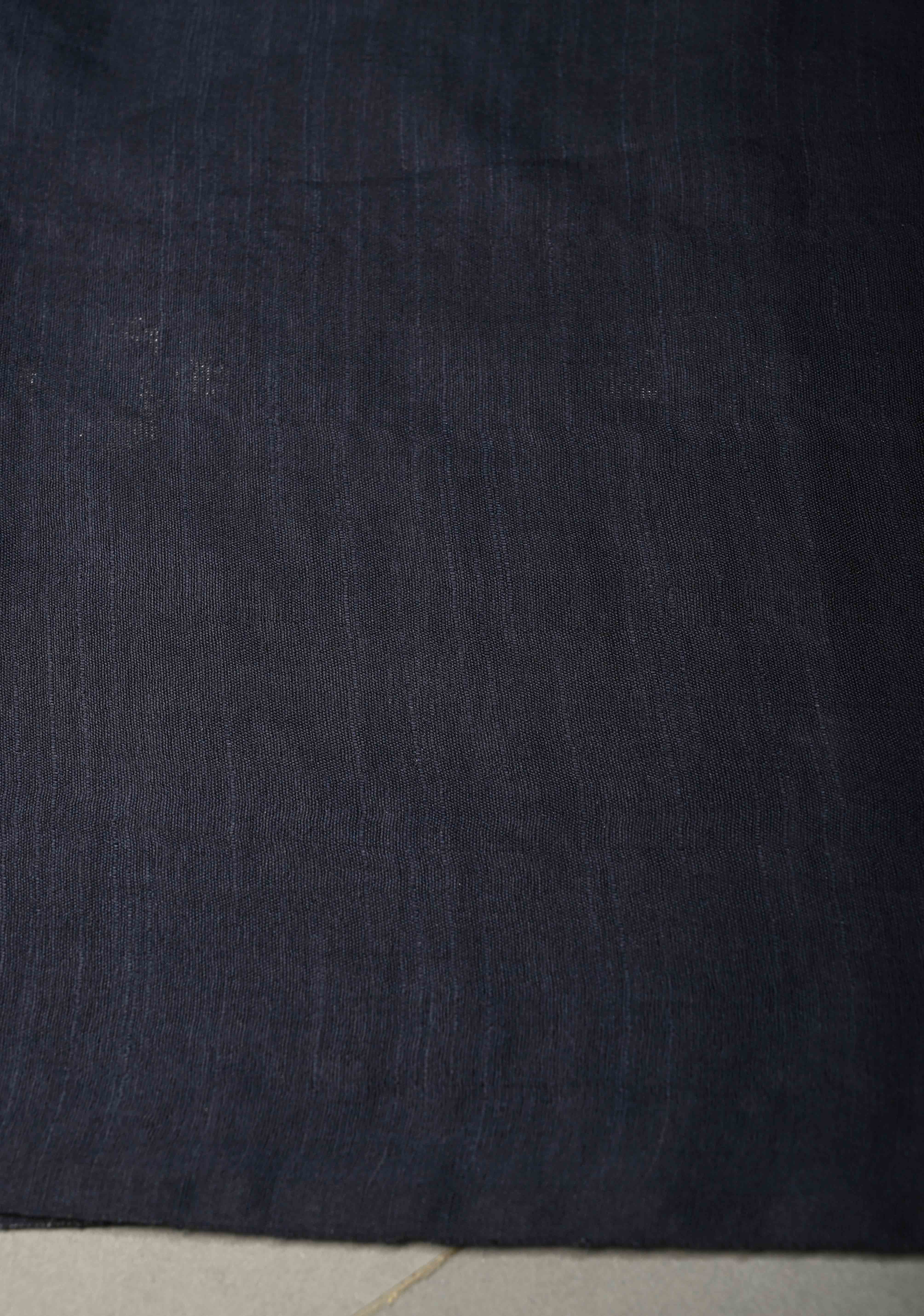 Midnight Blue Borderless Semi Tussar Saree with Thread and Zari Buttas | Shobitam