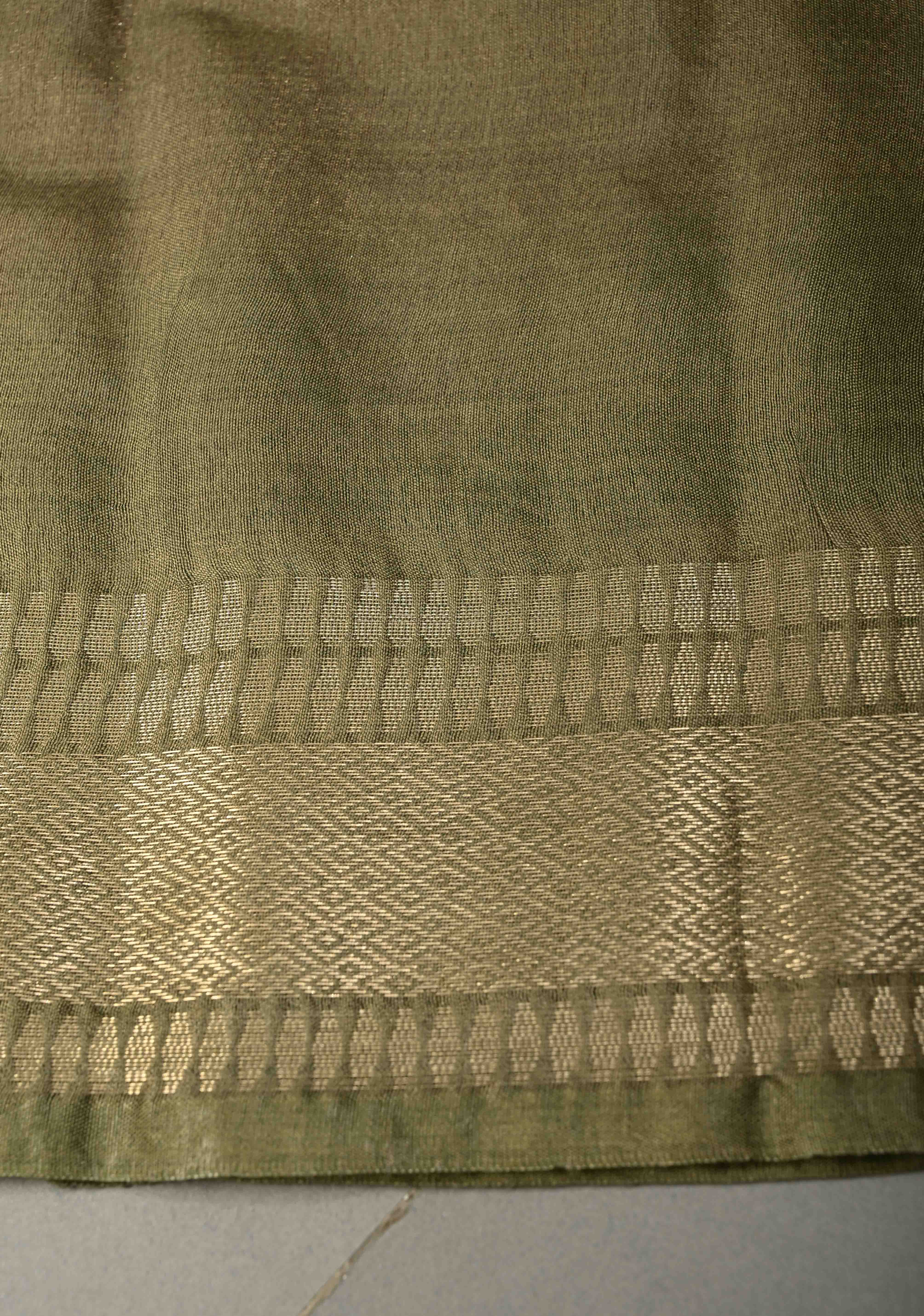 Coffee Brown Semi Tussar Tissue Saree with Contrast Zari Border and Pallu