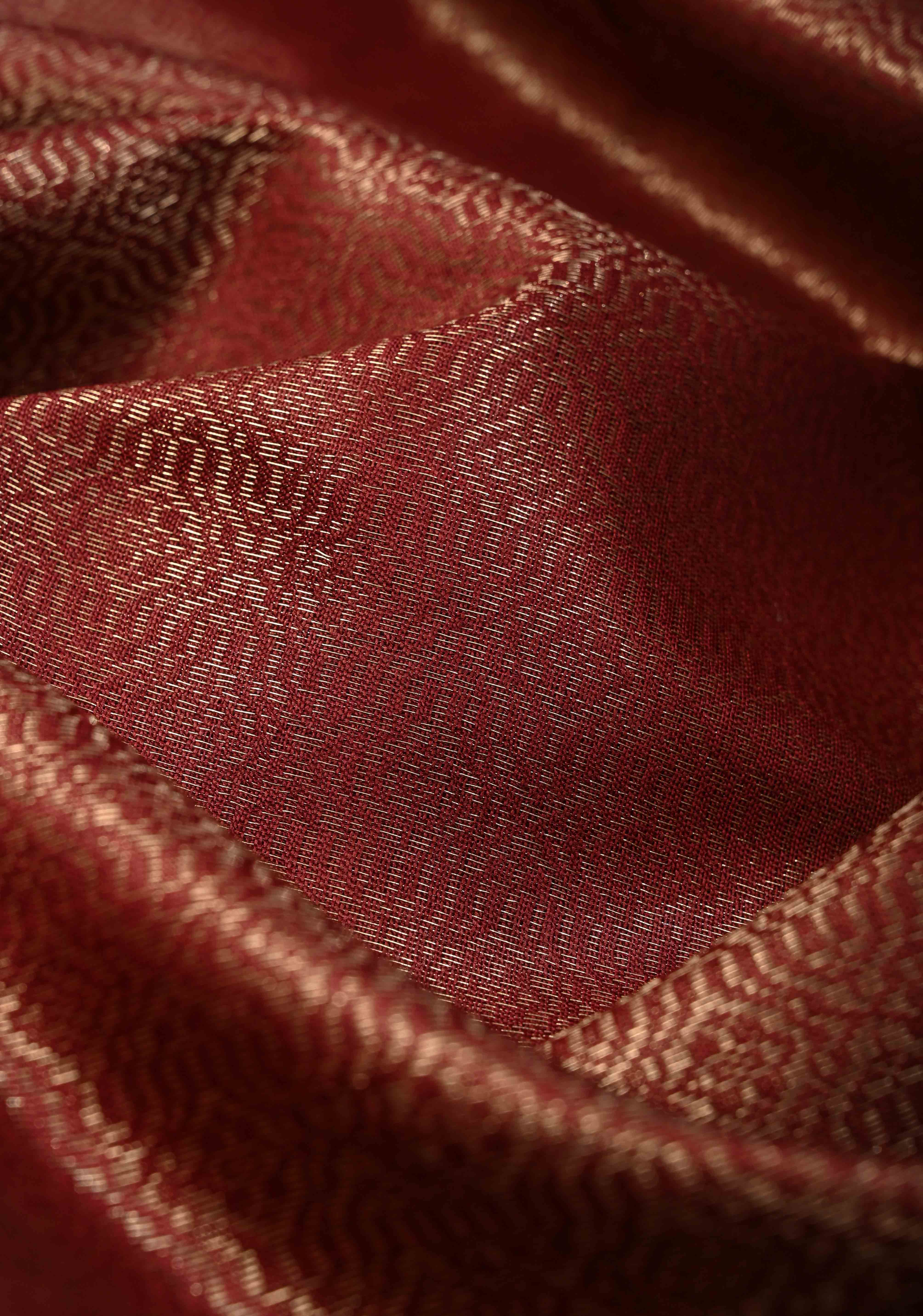 Coffee Brown Semi Tussar Tissue Saree with Contrast Zari Border and Pallu