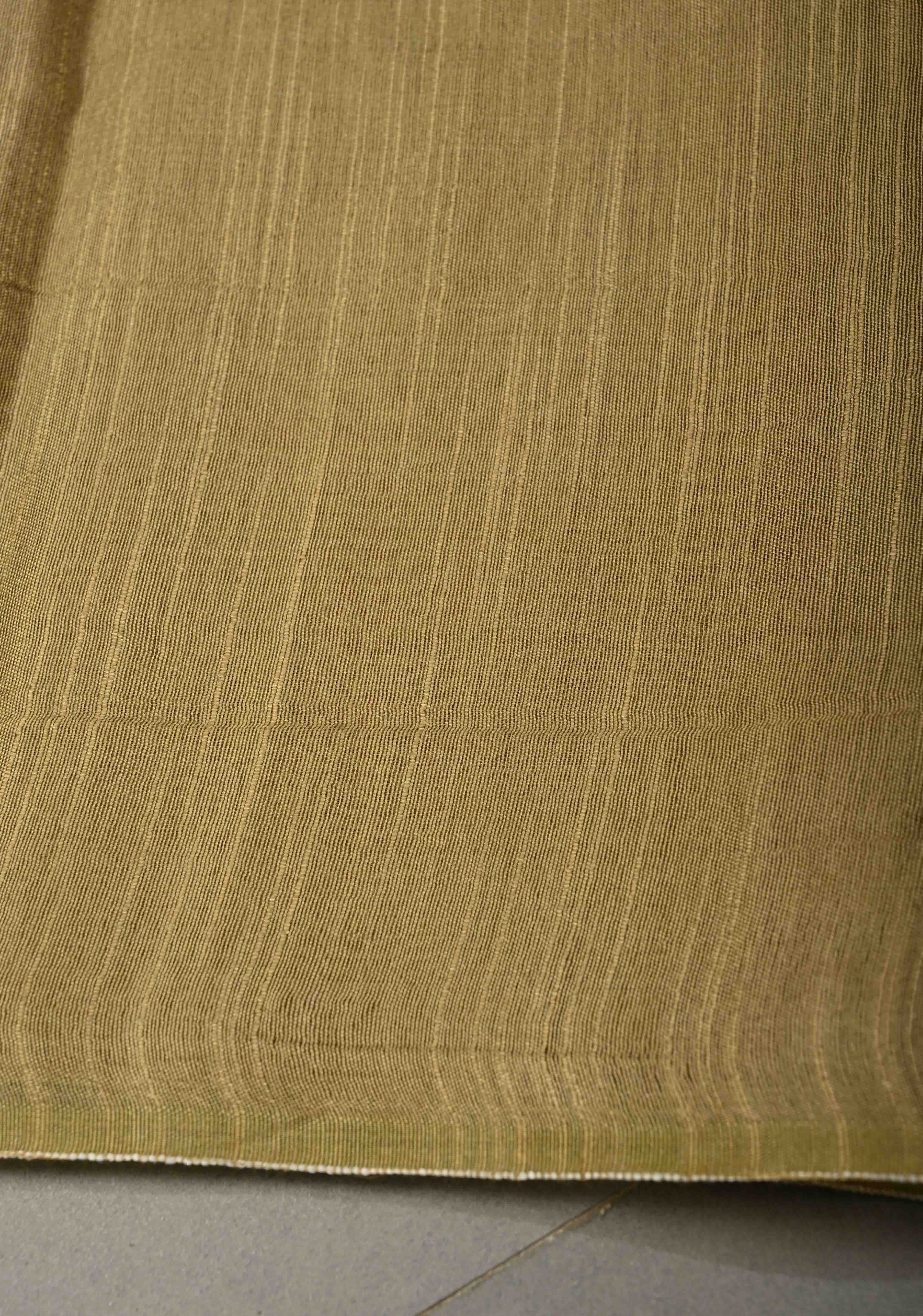 Coral Pink Borderless Semi Tussar Saree with Thread Horizontal Stripes and Contrast Pallu | Shobitam