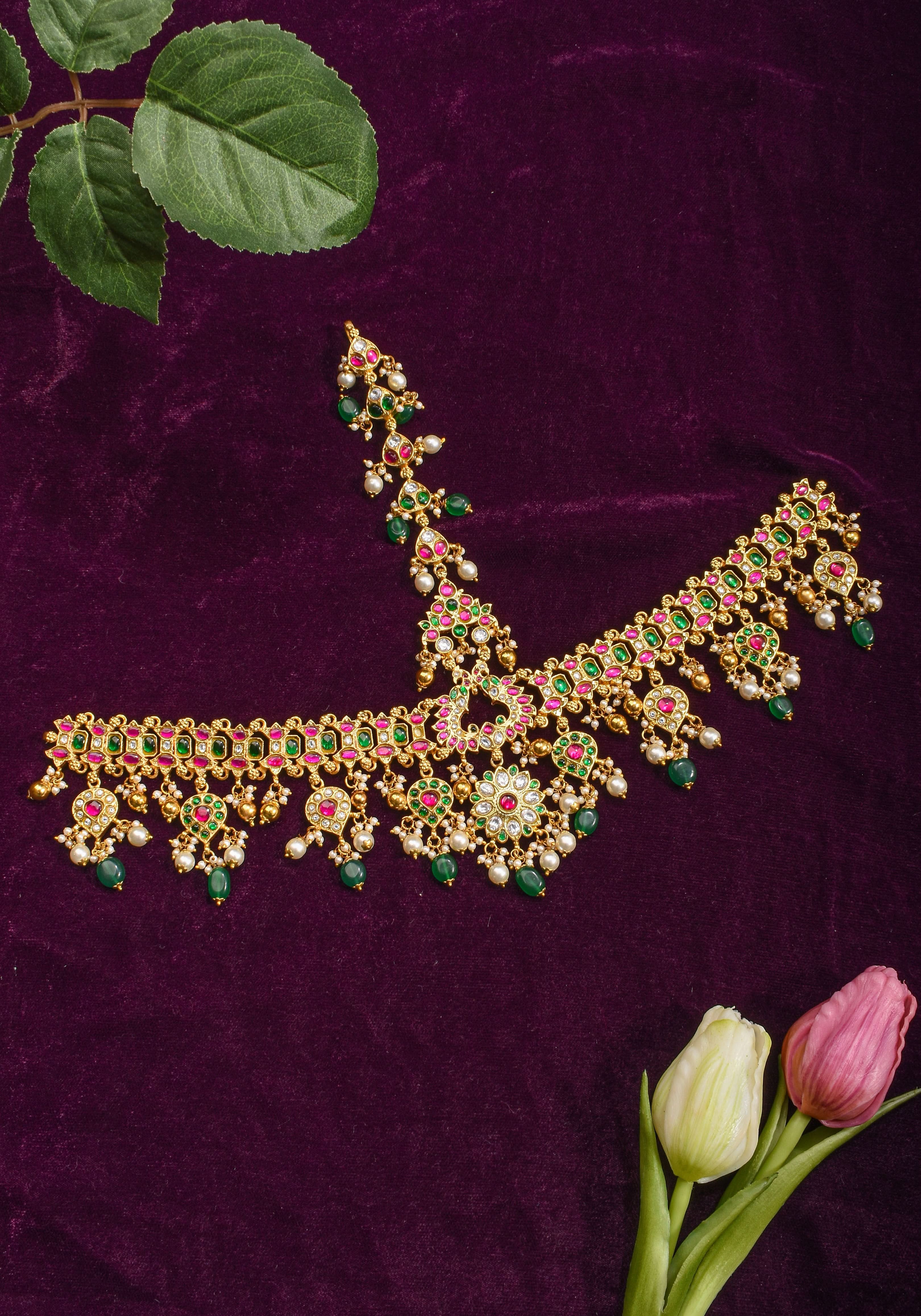 Jadau Maang Tika Ahmedabadi Kundan Hair Ornament | SHOBITAM