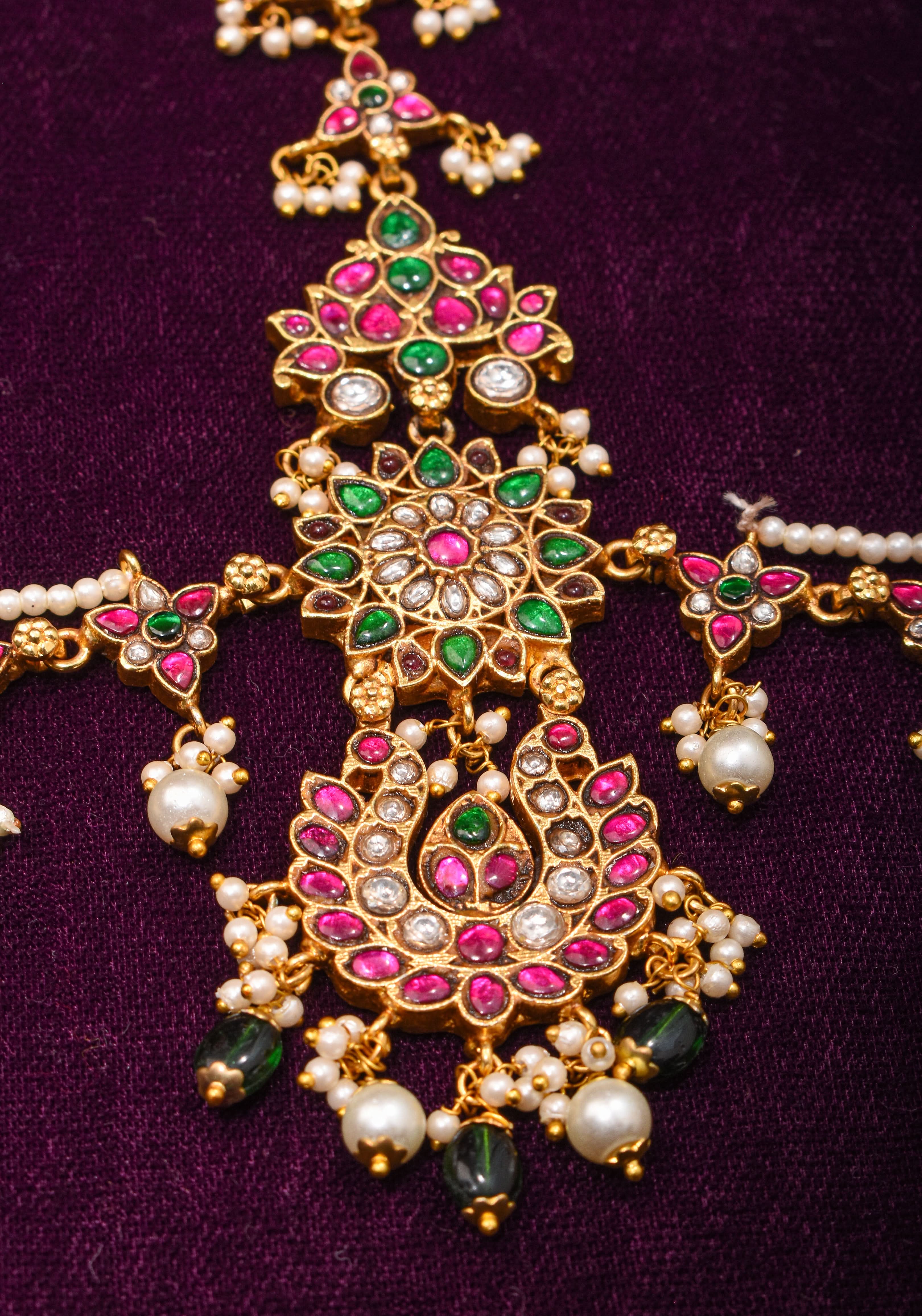 Maang Tika and Sheeshphool Ahmedabadi Kundan Hair Ornament | SHOBITAM