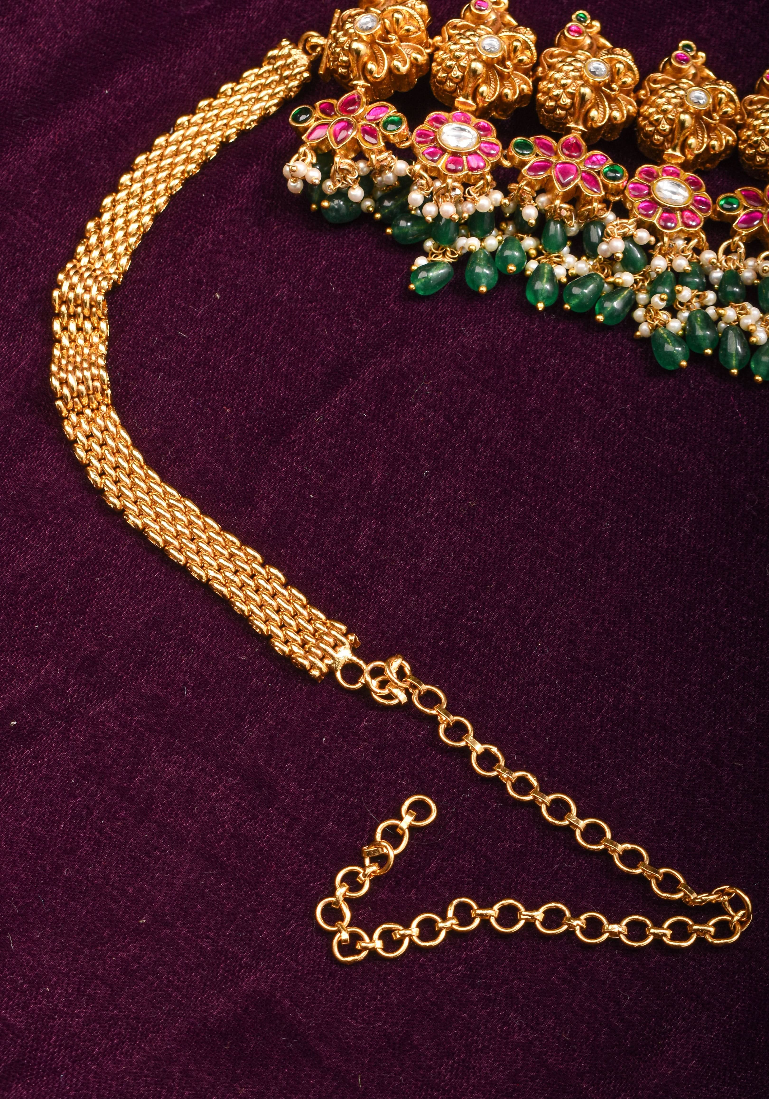 Nagas Handcrafted Lakshmi Hip Chain with Jadau Work | Shobitam Jewelry