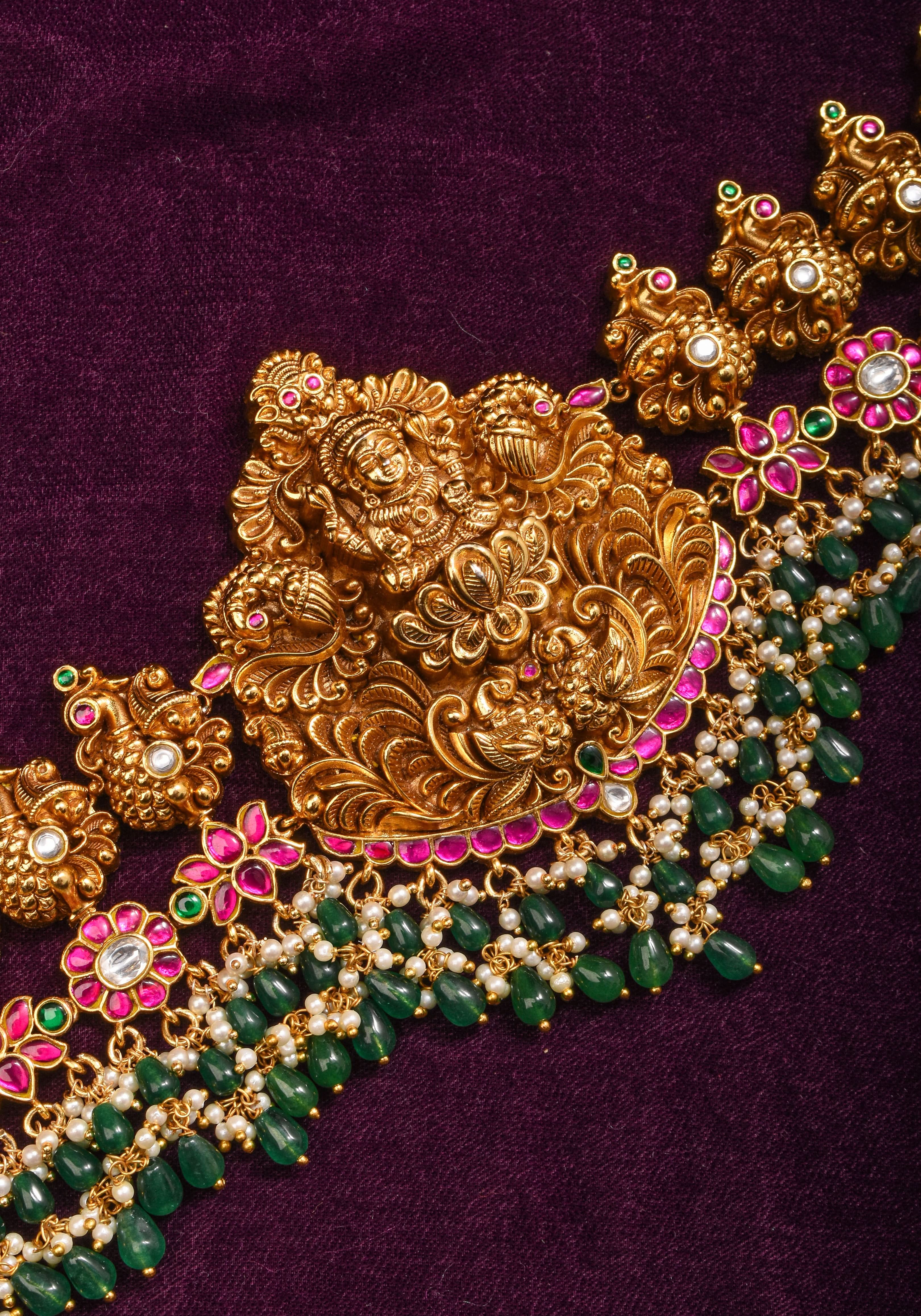 Nagas Handcrafted Lakshmi Hip Chain with Jadau Work | Shobitam Jewelry