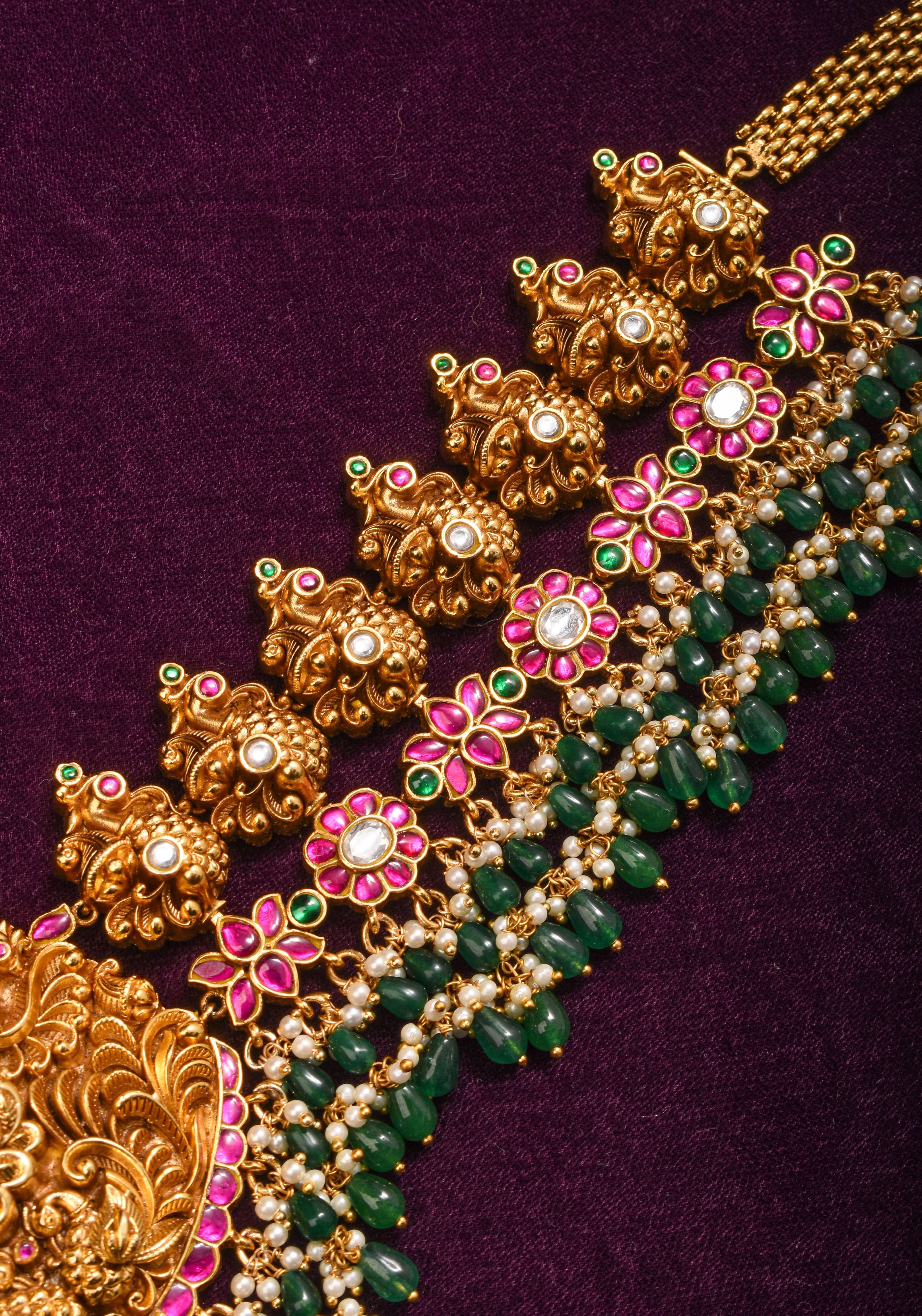 Nagas Handcrafted Lakshmi Hip Chain with Jadau Work | Shobitam Jewelry