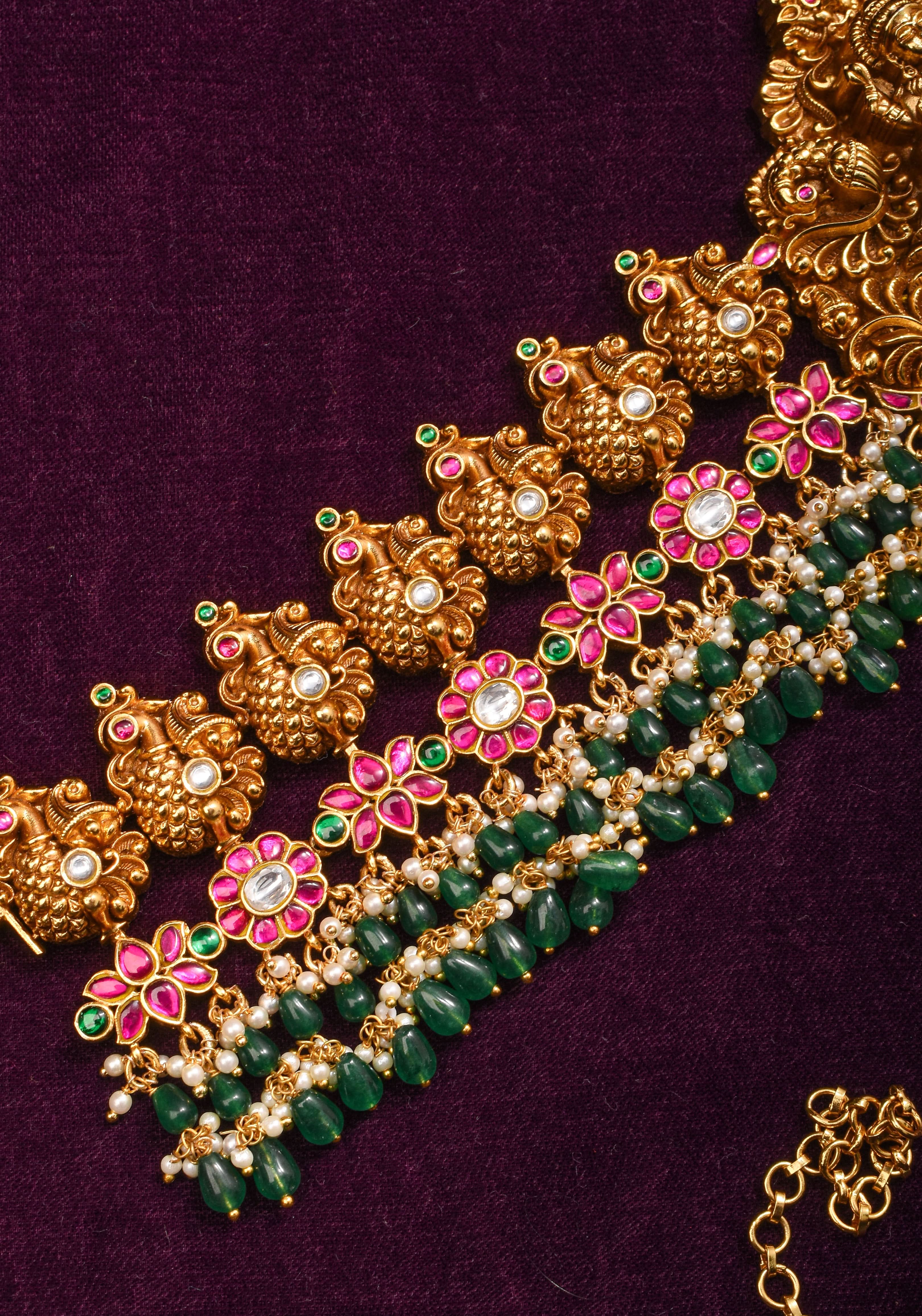 Nagas Handcrafted Lakshmi Hip Chain with Jadau Work | Shobitam Jewelry