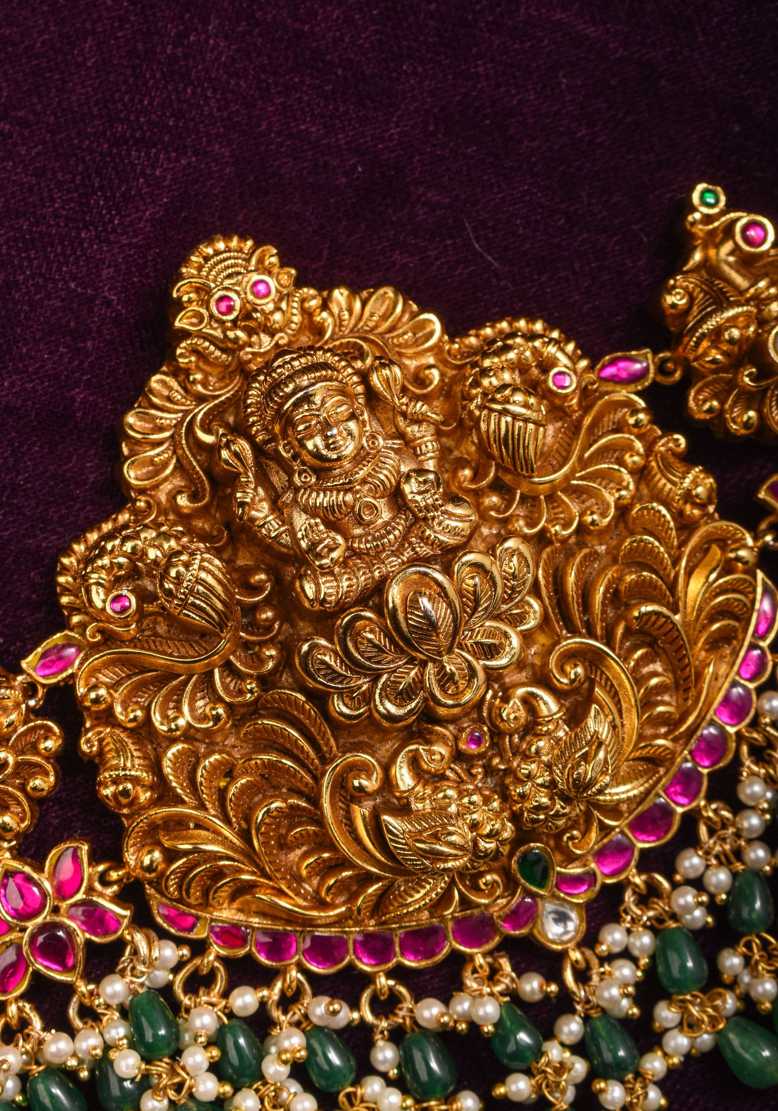 Nagas Handcrafted Lakshmi Hip Chain with Jadau Work | Shobitam Jewelry