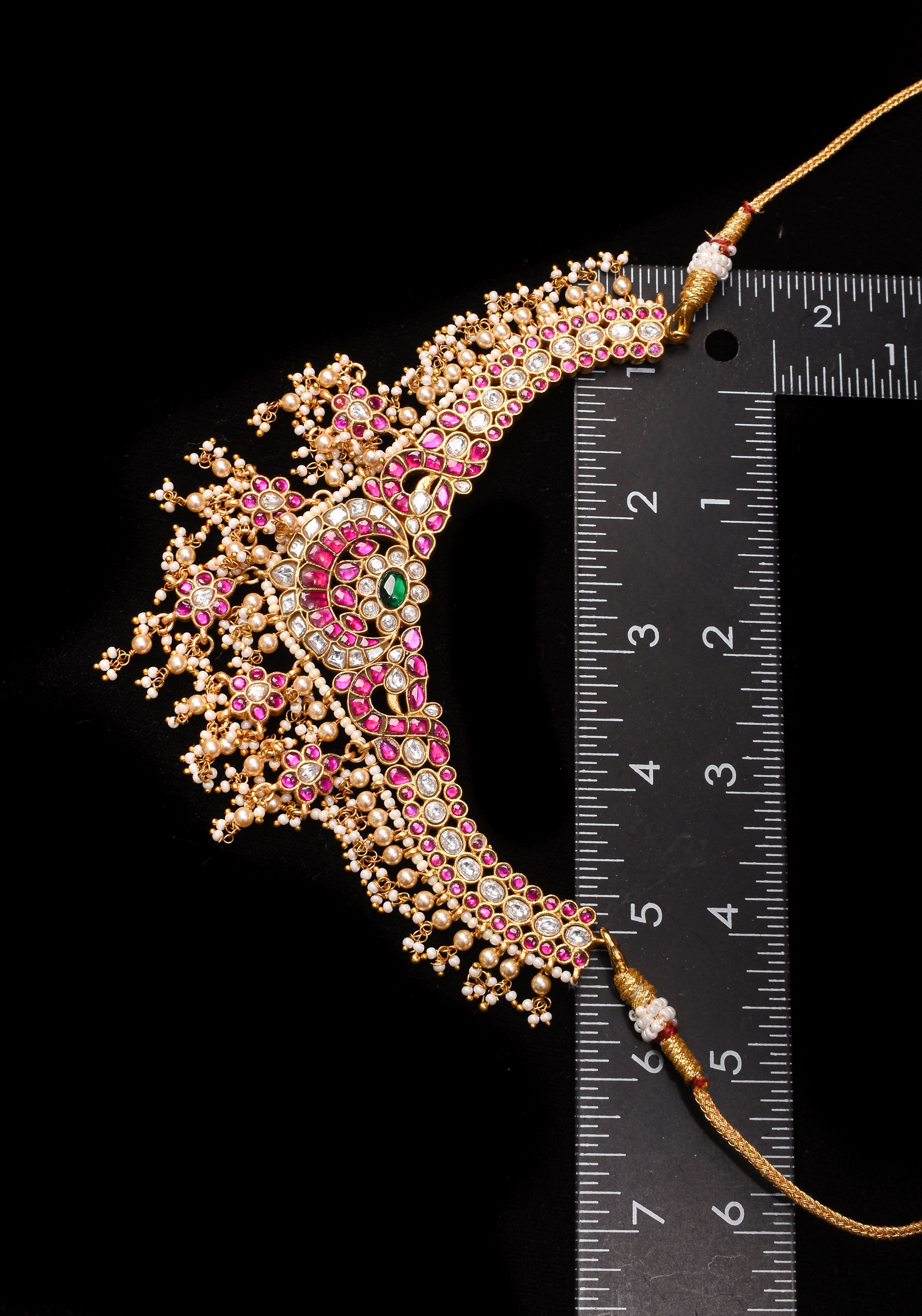 Jadau Necklace with dangling Pearls No Earrings | Shobitam