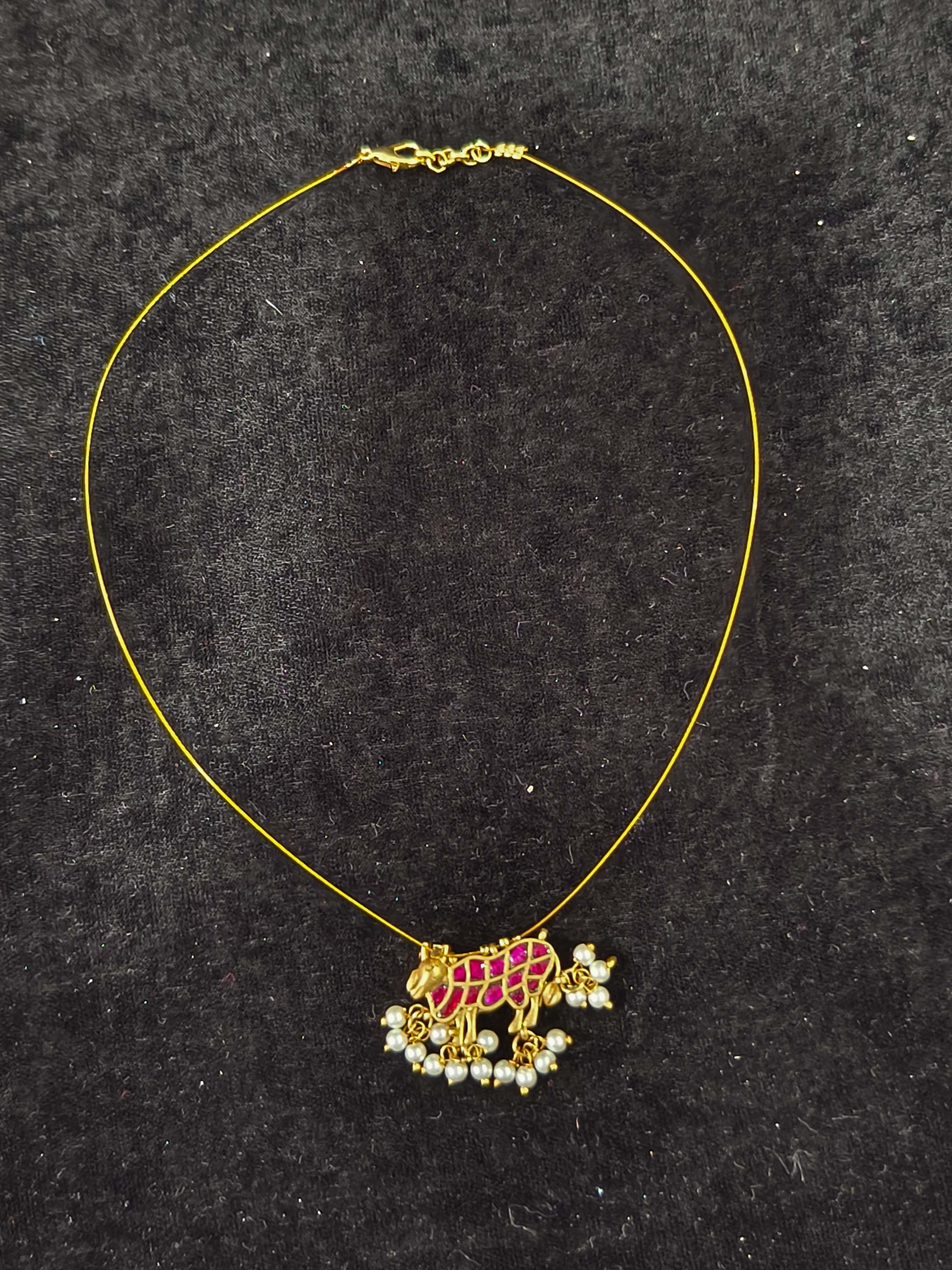 Pichwai Pendant with Pearls on Wire Base pendant | SHOBITAM