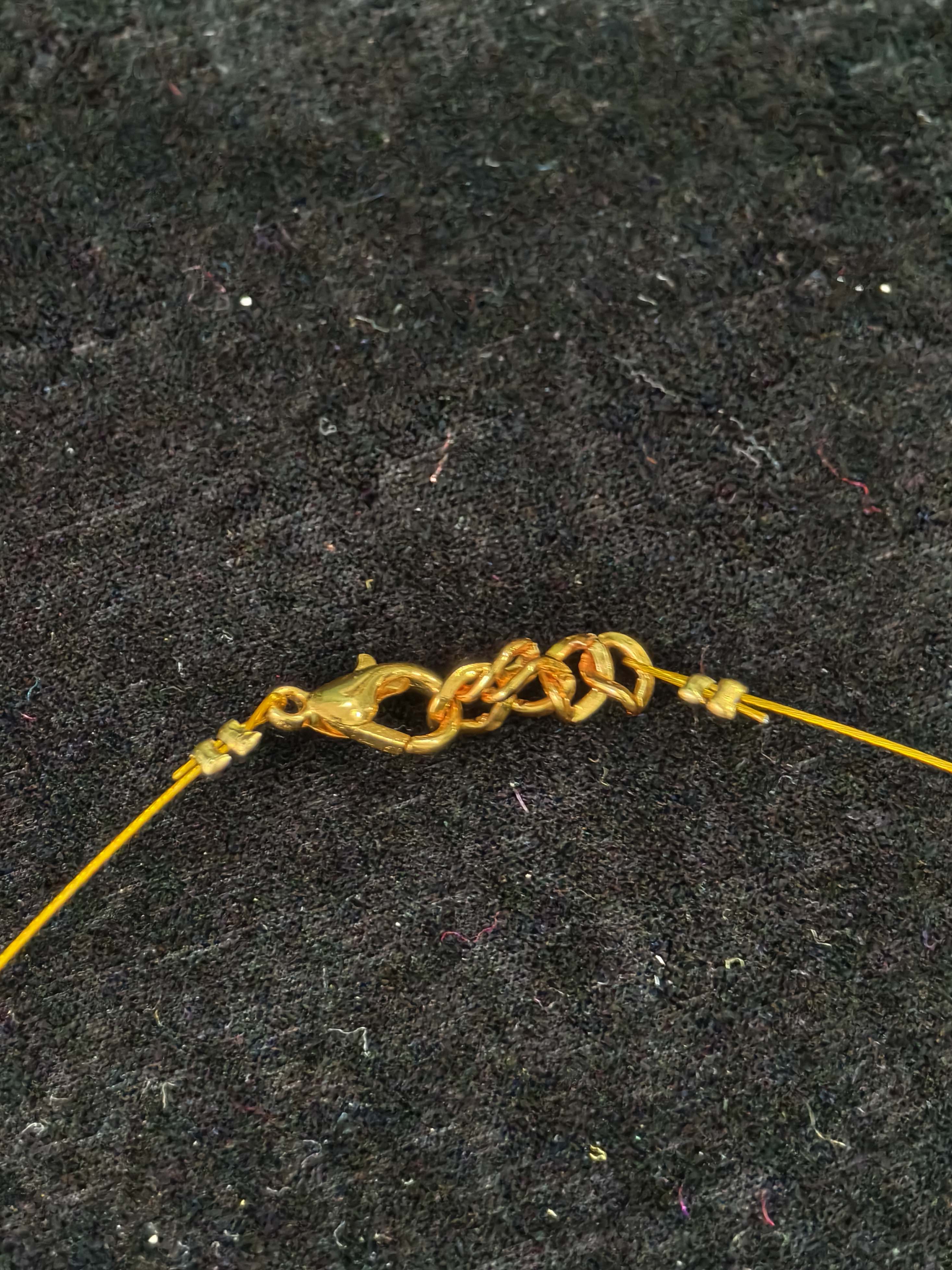 Invisible wire design with Floral Pendant and Jadau Green,Pink Stone | SHOBITAM