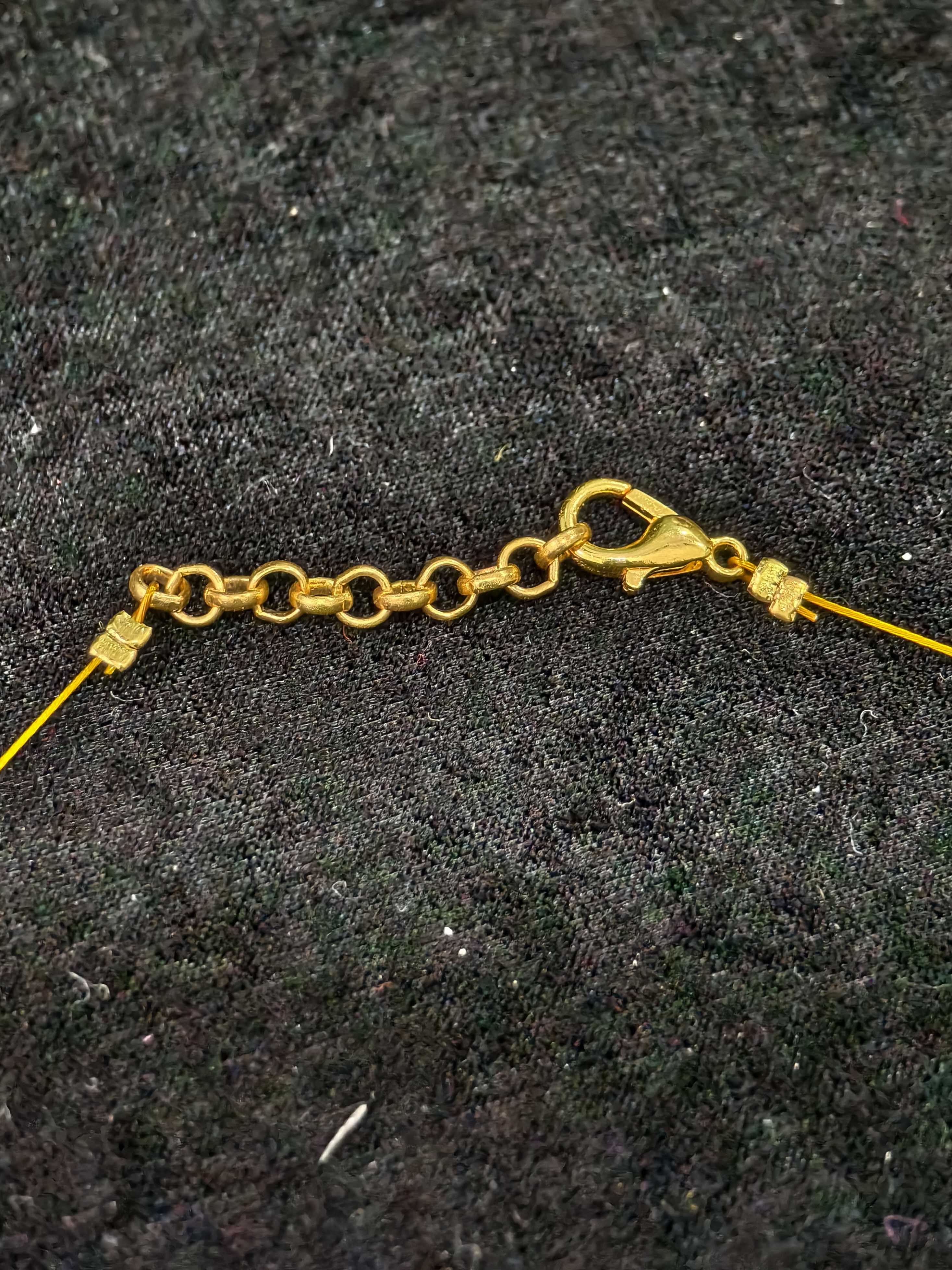 Invisible wire chain with Green Jadau Lotus Pendant | SHOBITAM