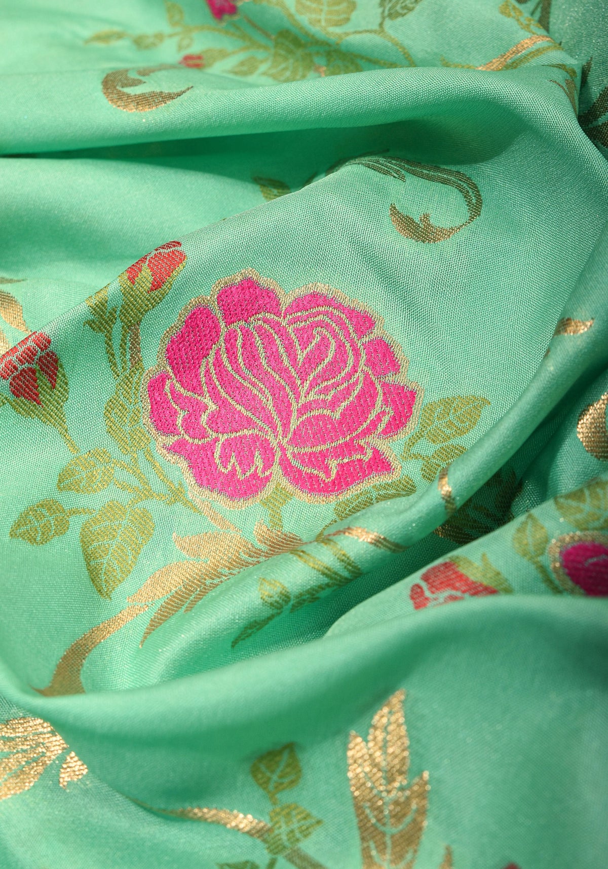 Aqua Exquisite Meenakari Rose Jaal Semi Silk Saree and zari border