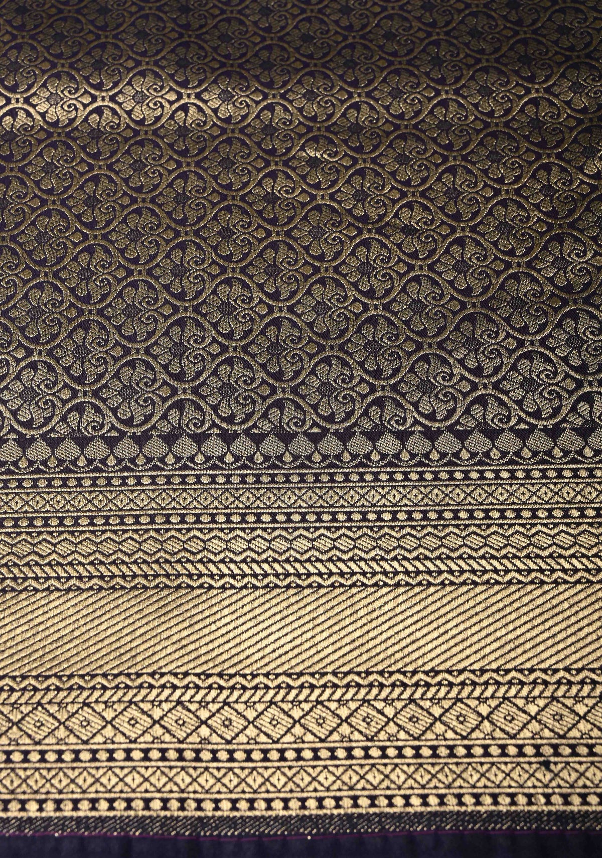 Multicolor Semi Silk Saree with Chevron Design and Zari Border | SHOBITAM