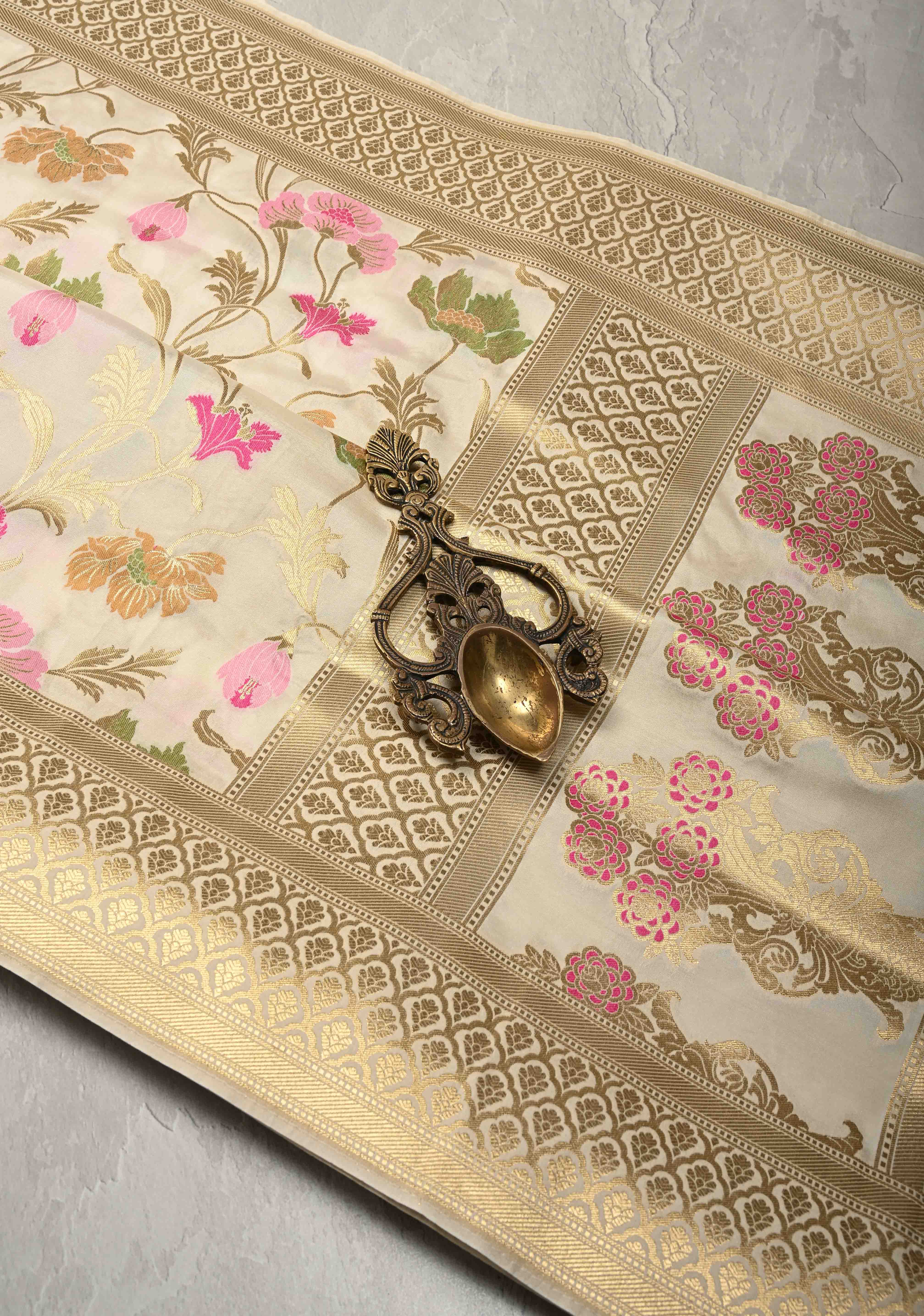 Silk Saree with Meenakari Floral Jaal and Zari