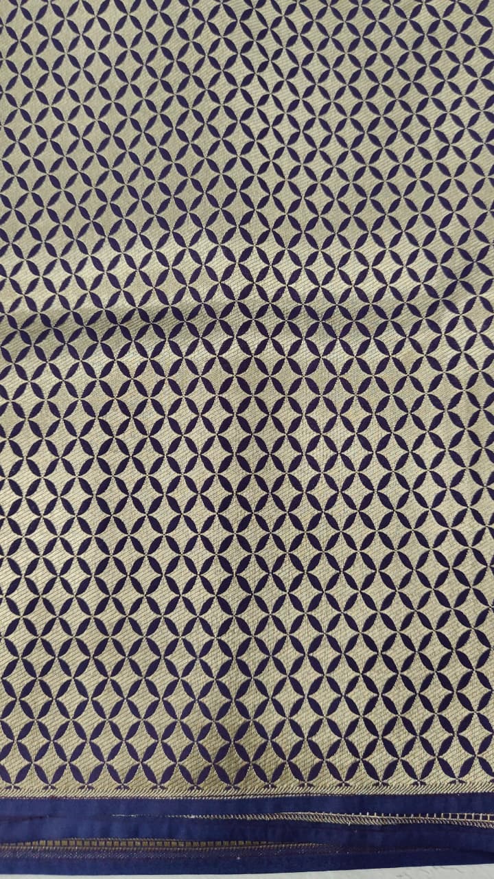 Egg Plant Purple Semi Silk Saree with Meenakari Floral Jall and Zari Border | Shobitam