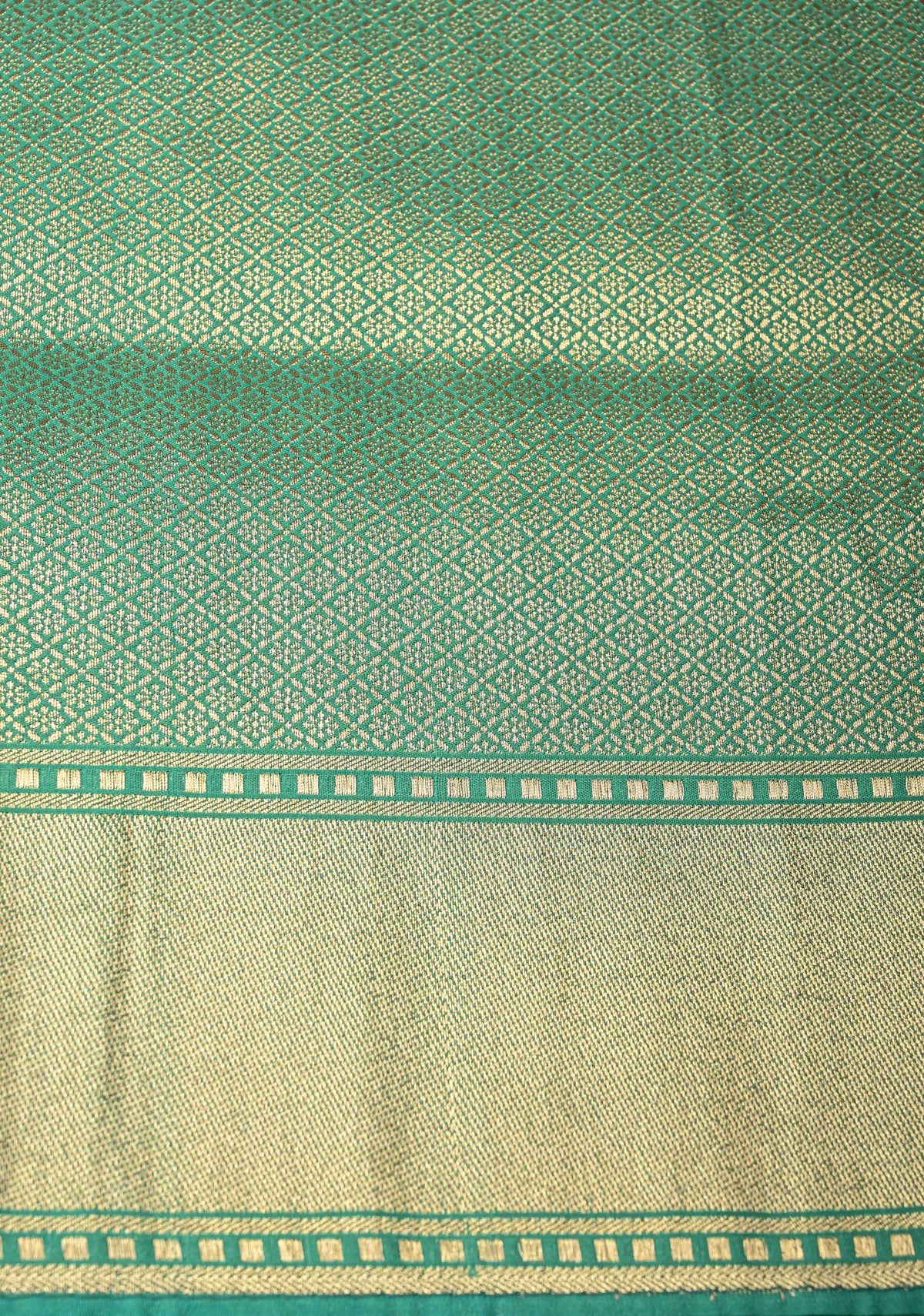Sea Green Semi Silk Saree with Meenakari Floral Jaal and Zari Border | SHOBITAM