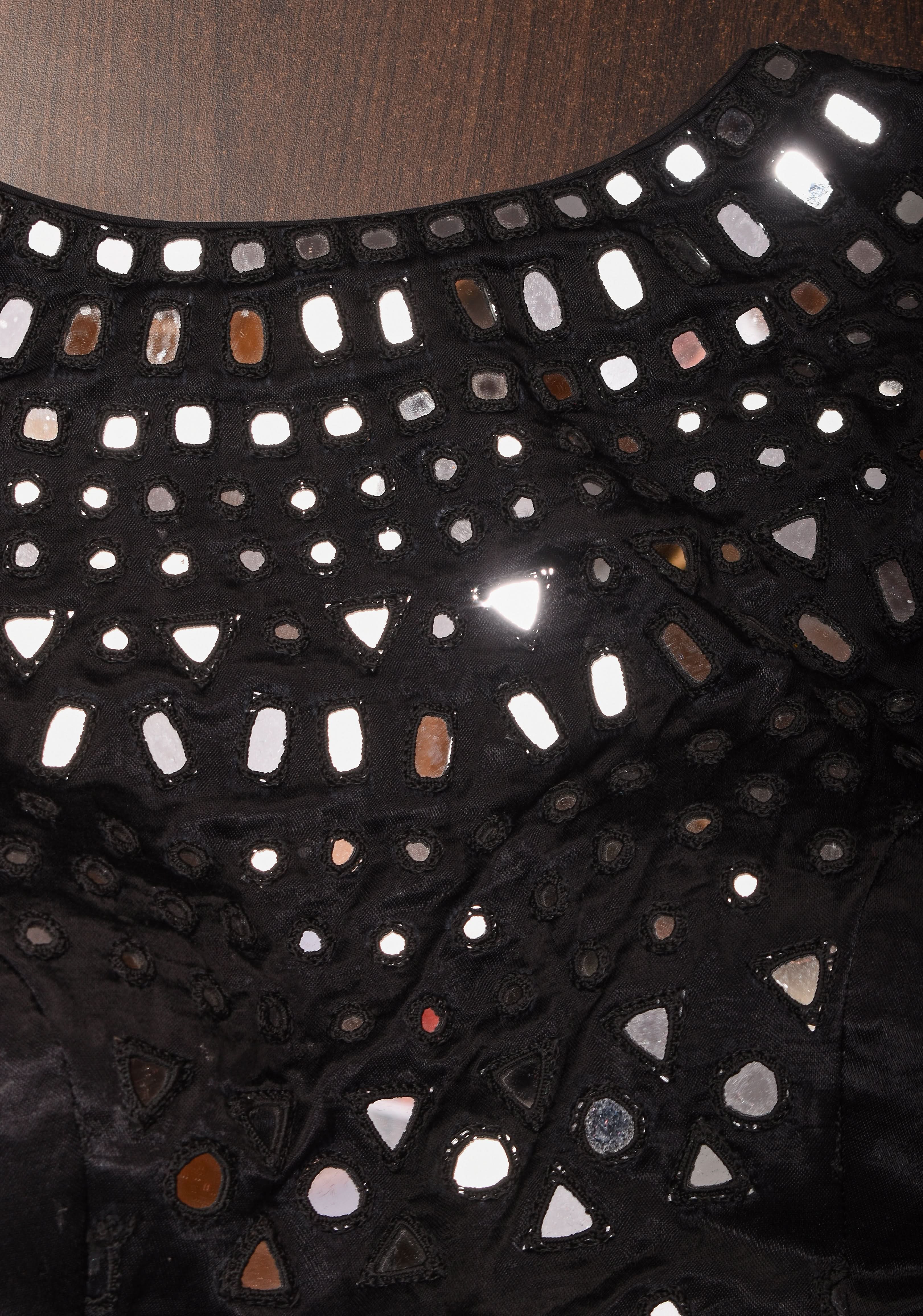 Made To Order: Black Mirror Embroidery blouse, Customizable | Shobitam