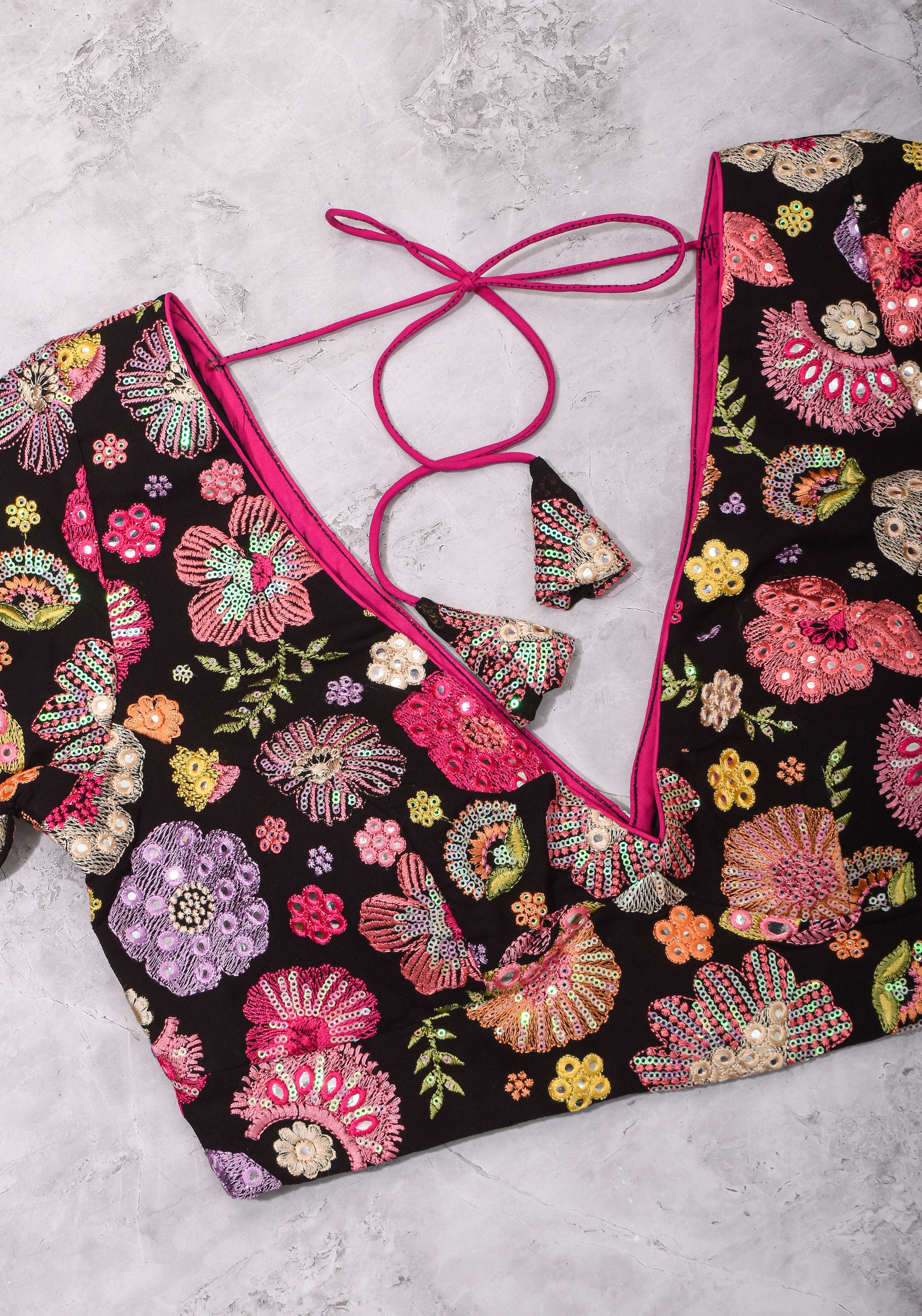 Made to Order: Georgette Embroidery Blouse in Black