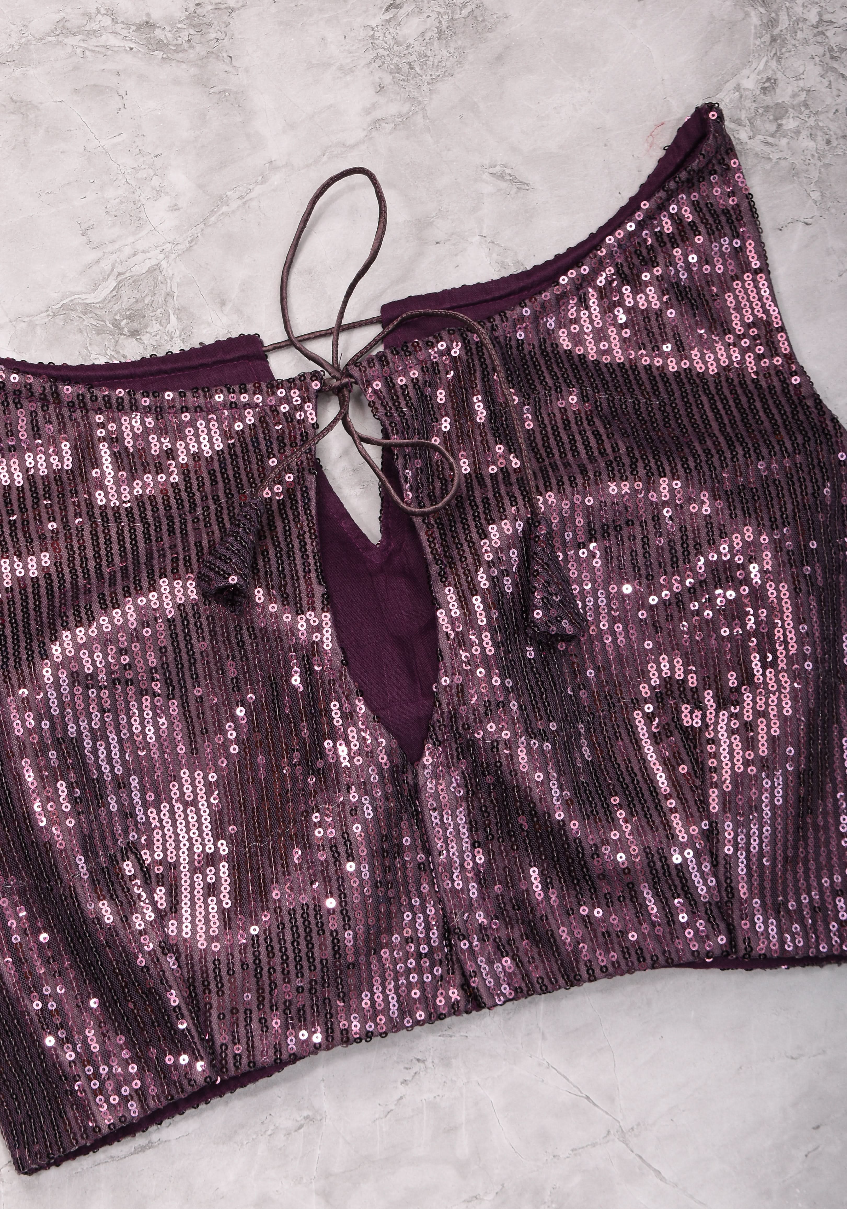 Shimmering Sequins Sleeveless Blouse in Purple | Shobitam