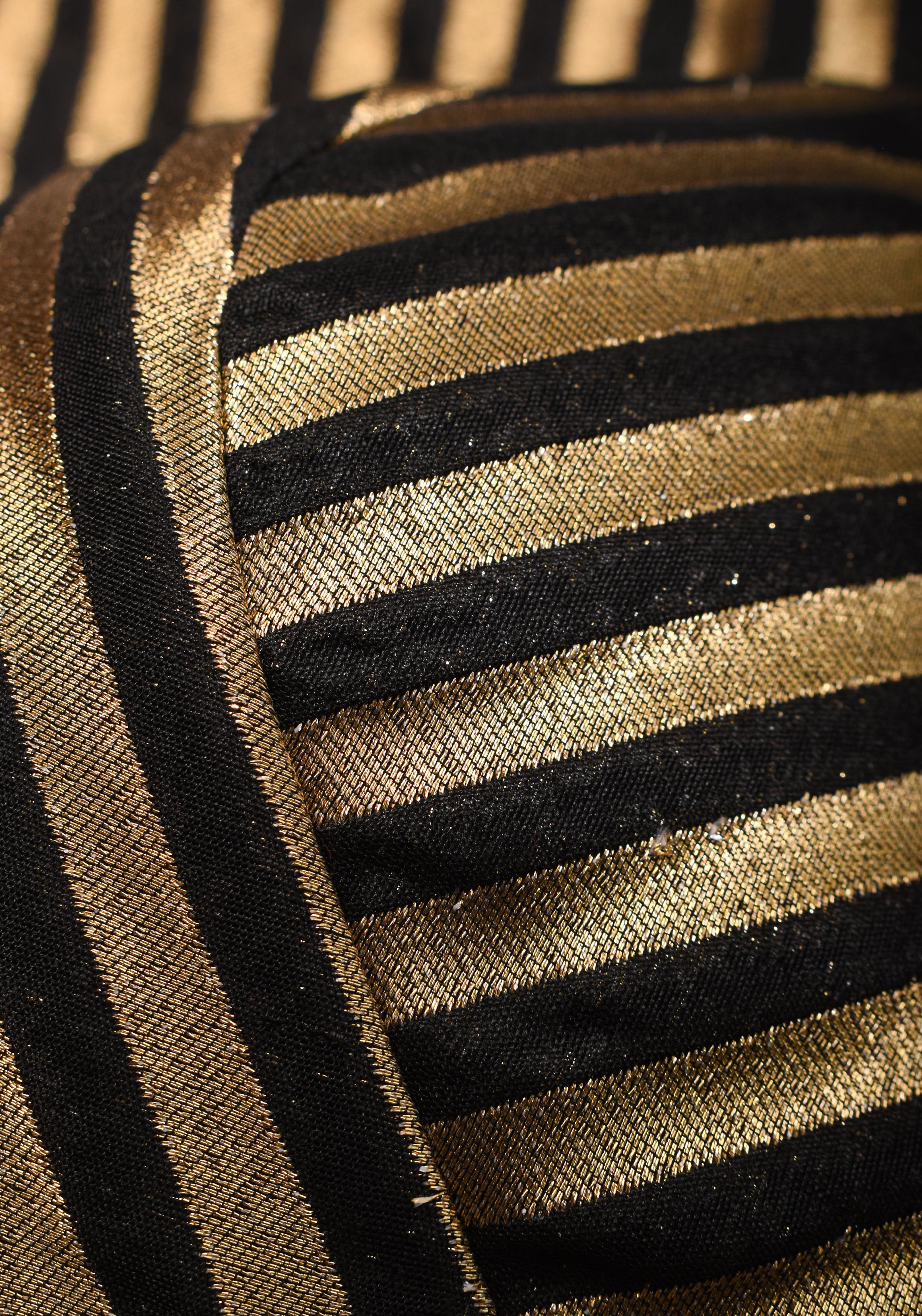 Black and gold stripes and buttas plunge neck mix and match blouse for saree, Made to Order | Shobitam