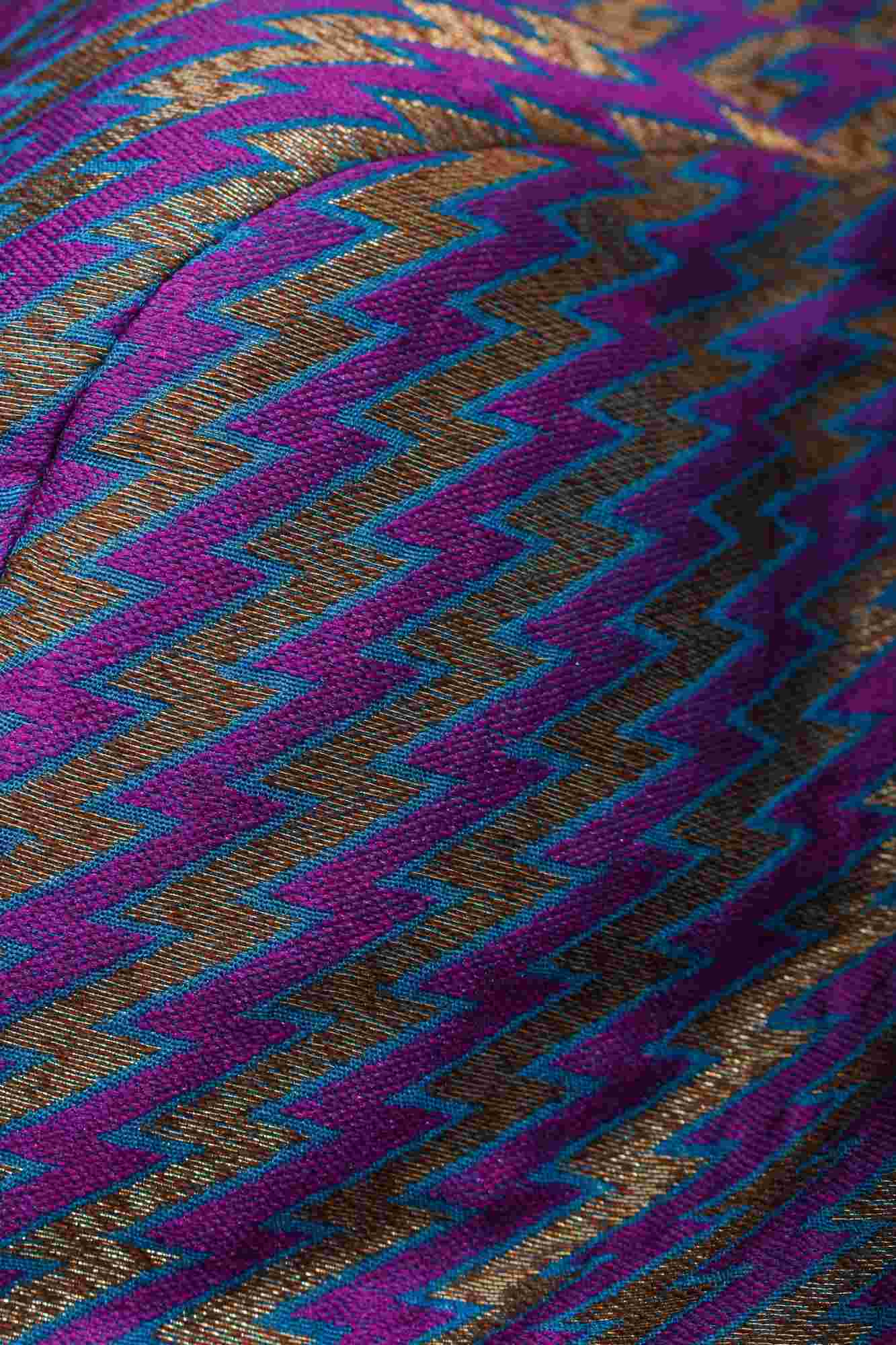 Purple Blue jacquard one shoulder blouse crop top, Made to Order