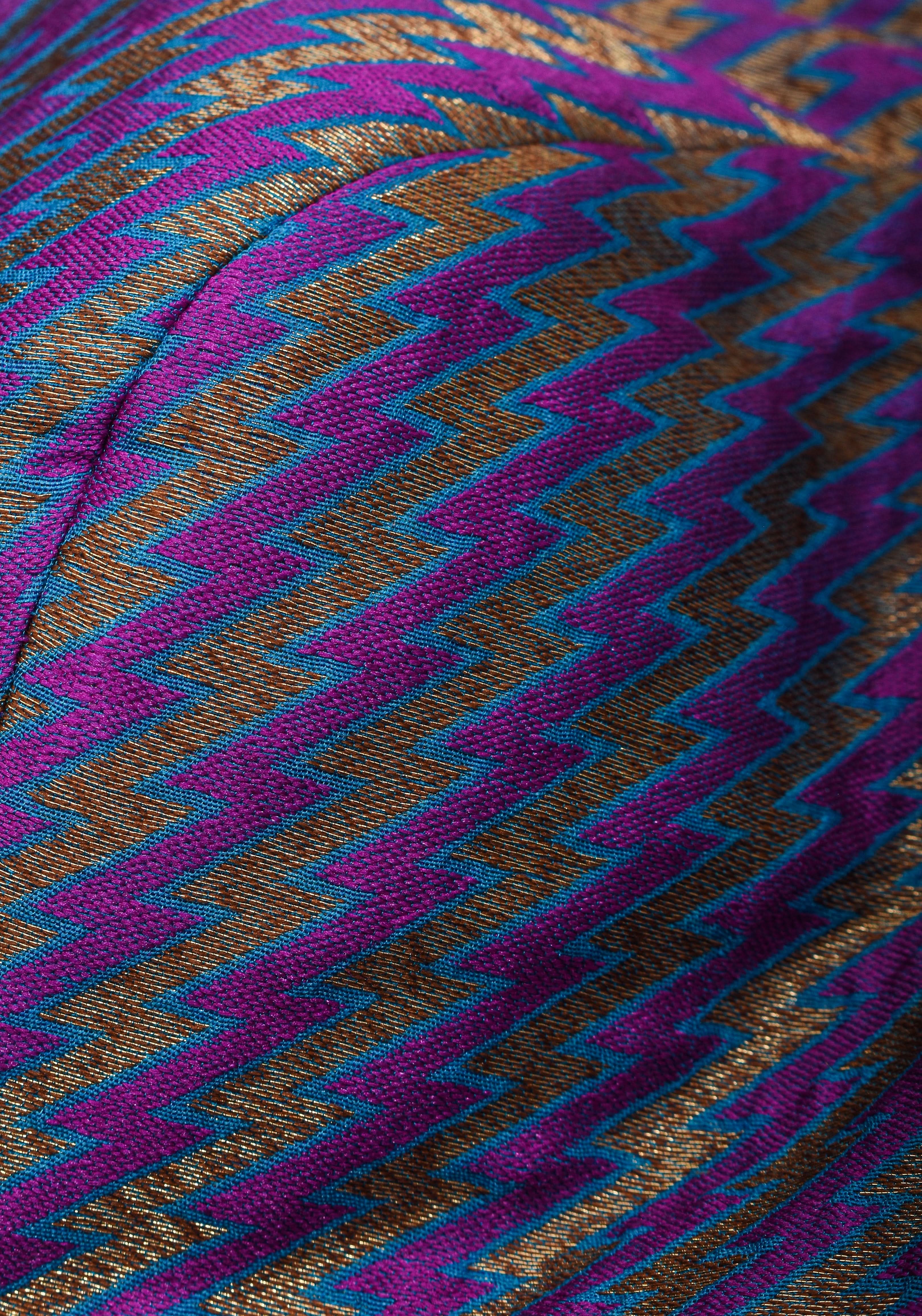 Purple Blue jacquard one shoulder blouse crop top, Made to Order | Shobitam