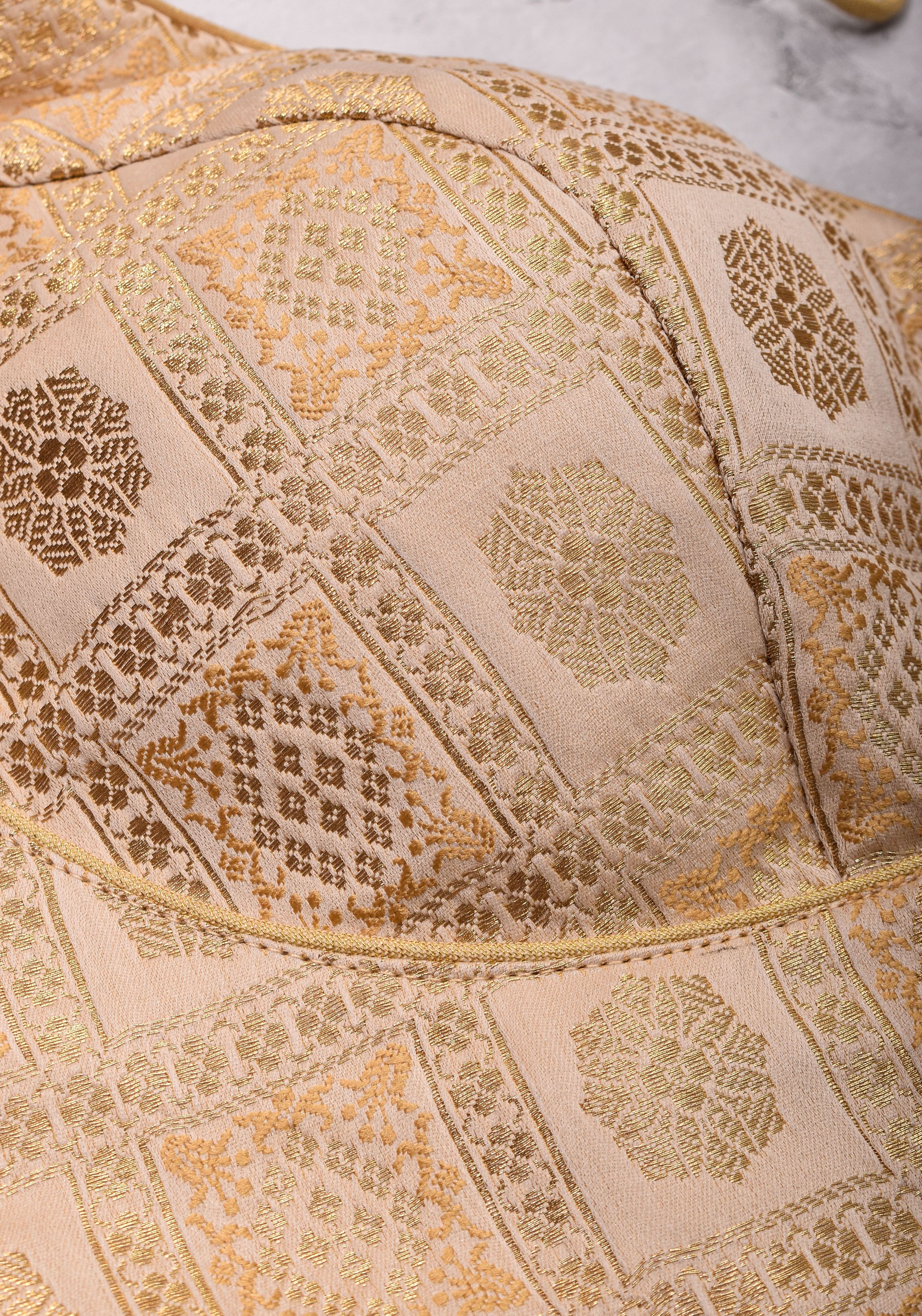 Ivory Patola Design Brocade Mix and Match Blouse with 3/4 sleeve for saree, Made to Order | Shobitam